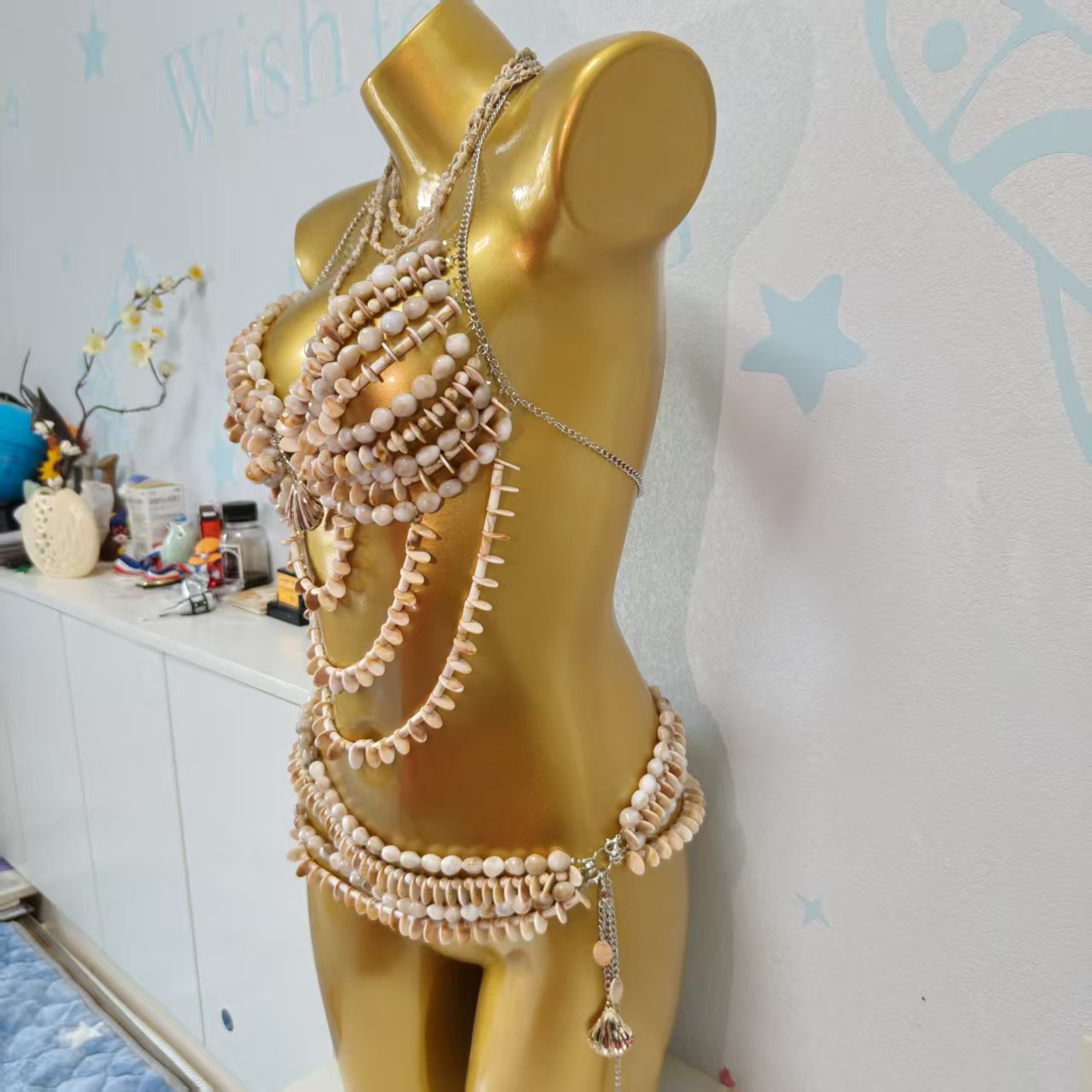 Handmade Mermaid Beaded Bralette and Waist Chain Set – view 2