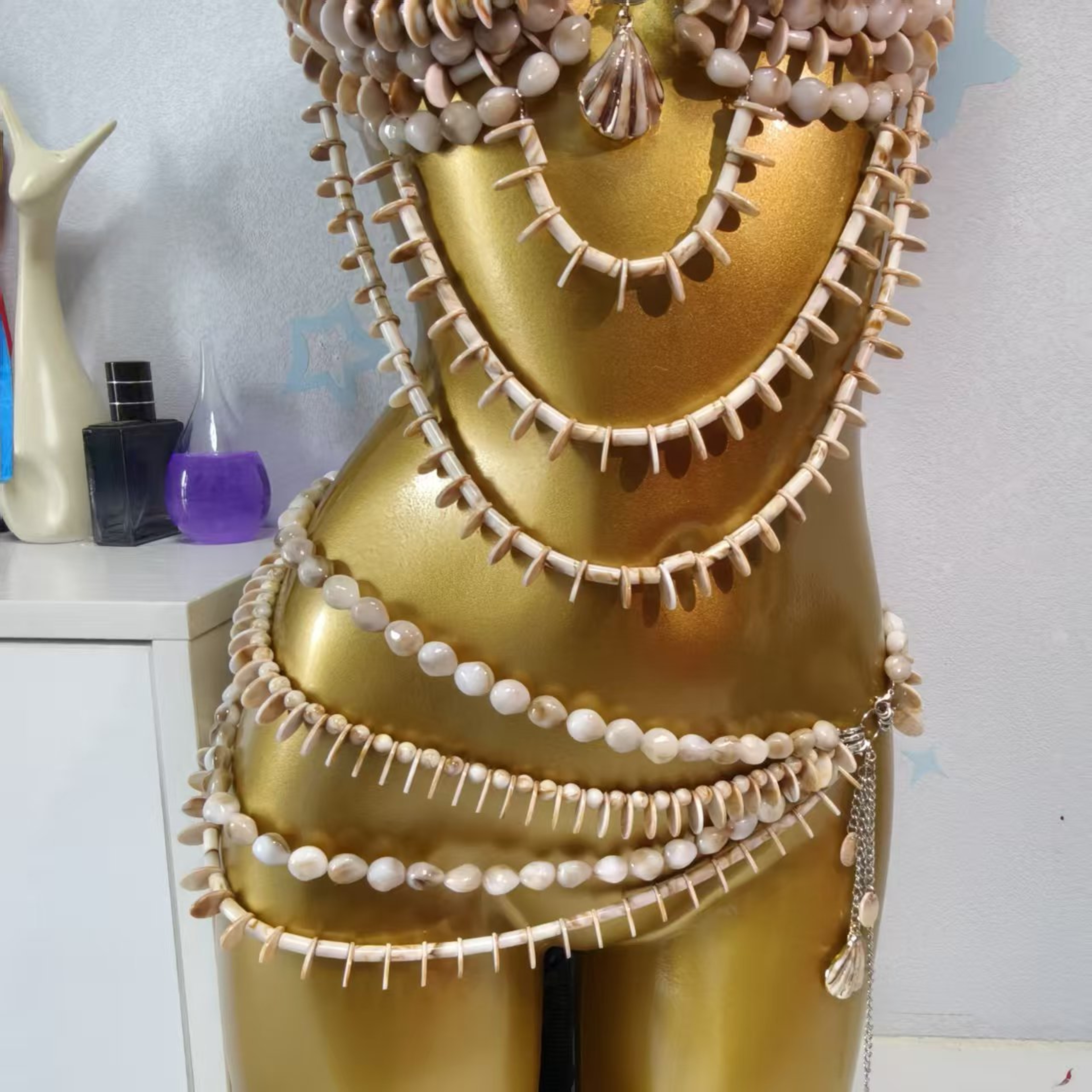 Handmade Mermaid Beaded Bralette and Waist Chain Set – view 6
