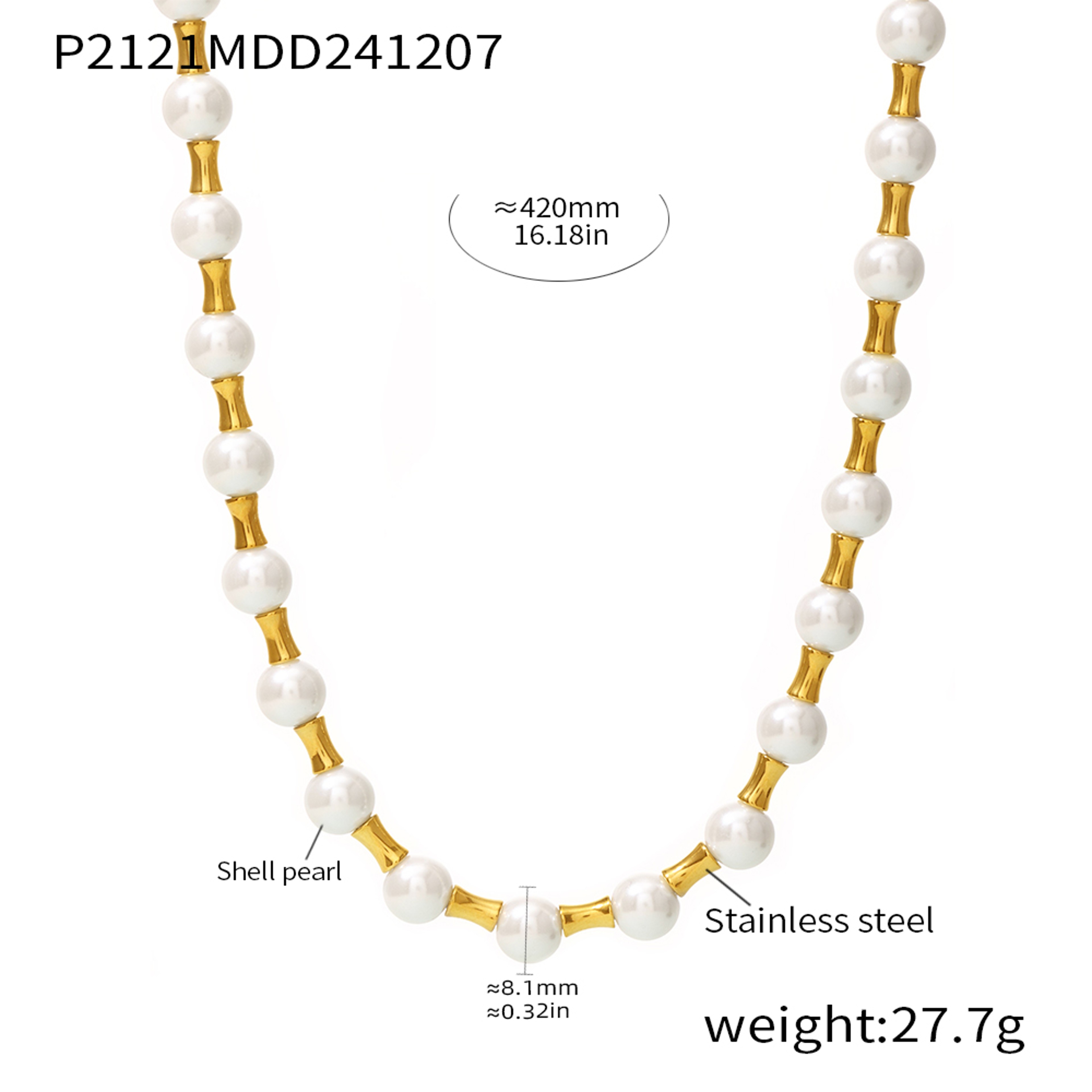 Golden Natural Stone Necklace – view 8