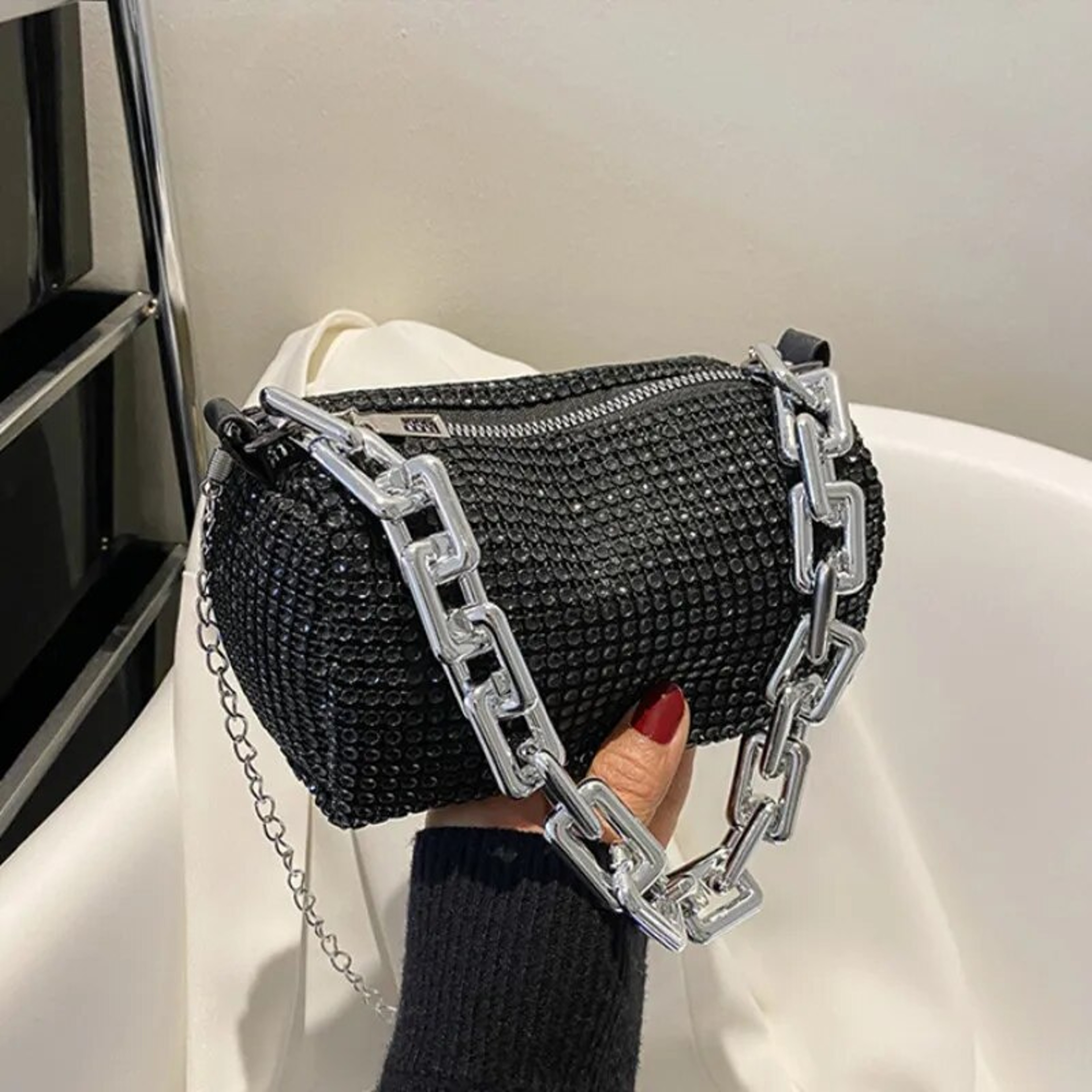 Sparkling Rhinestone Bucket Bag  Prom Purse 6