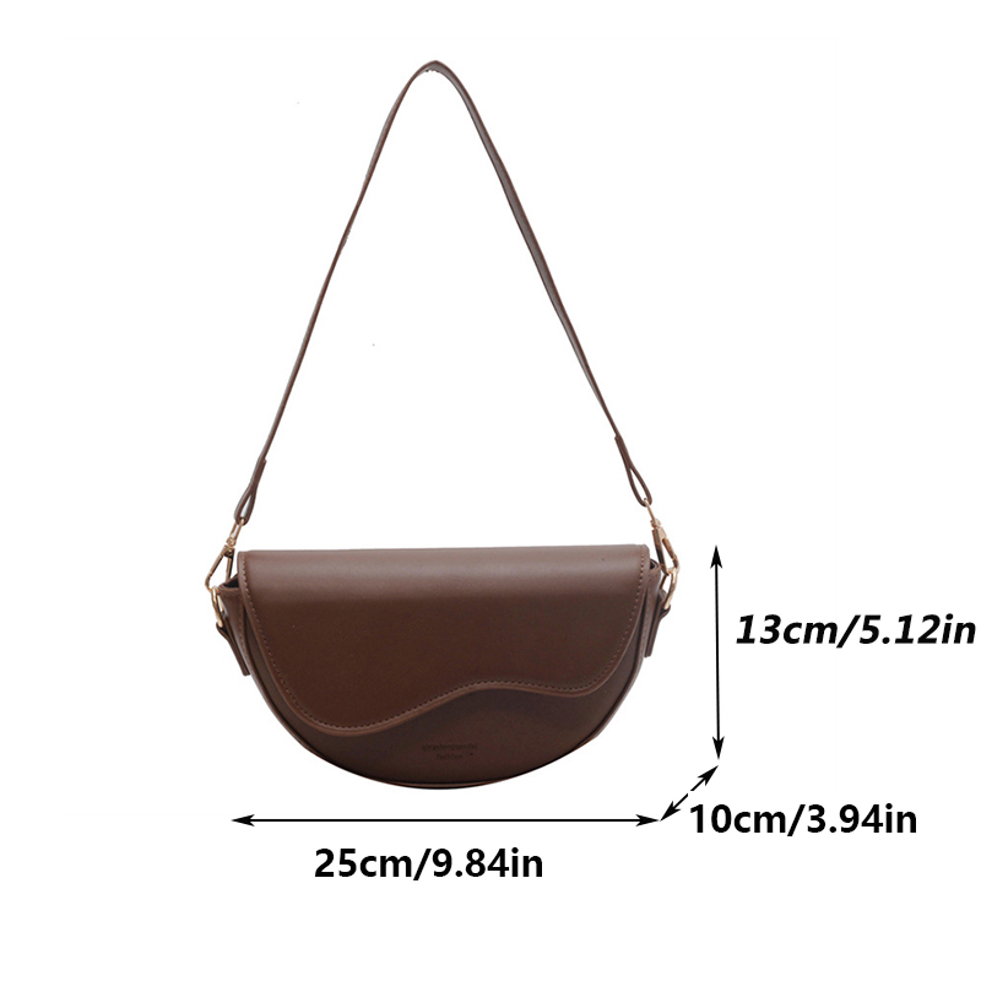 Vintage Small Saddle Shoulder Bag with Wide Strap – view 6