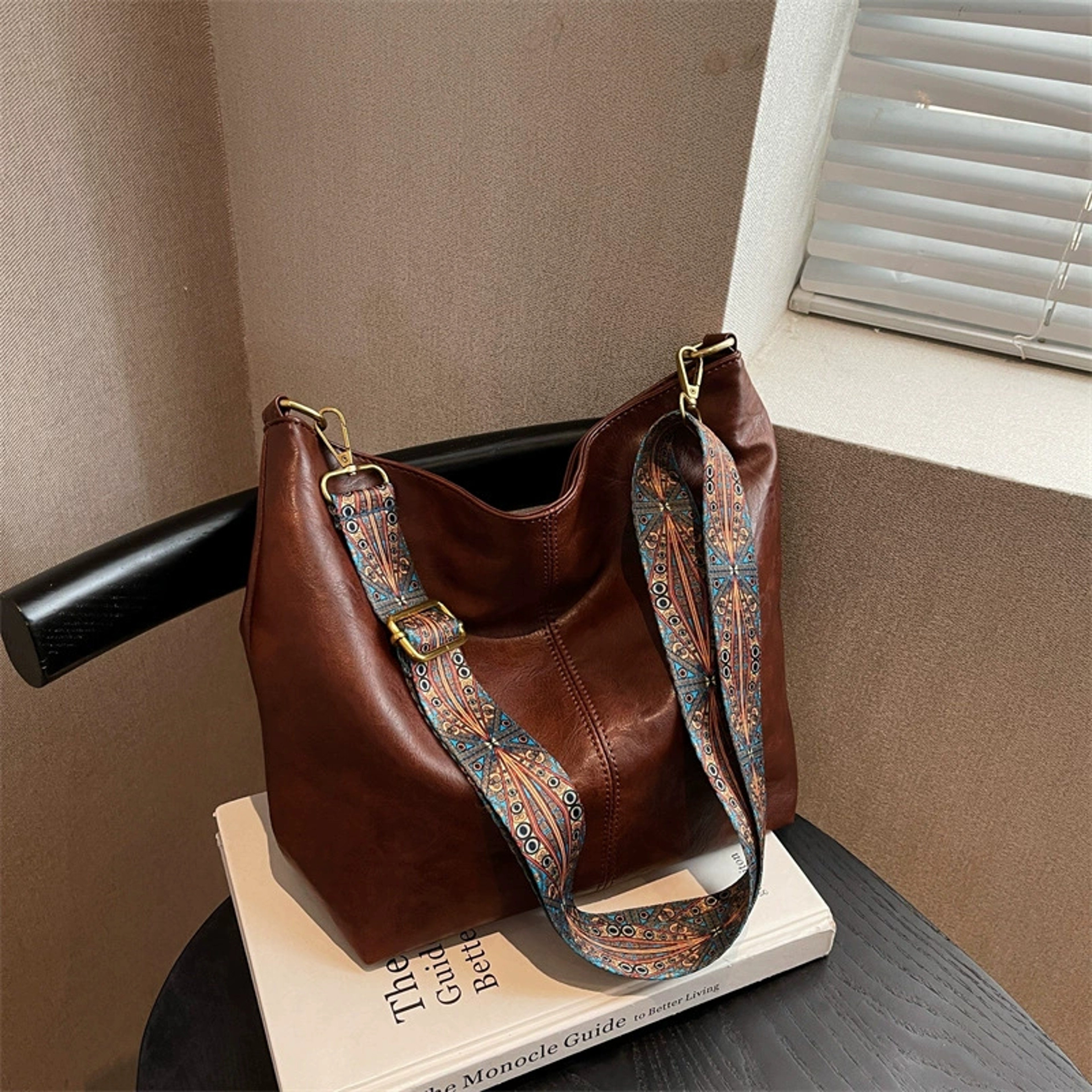 Vintage PU Leather Hobo Tote Bag – view 7