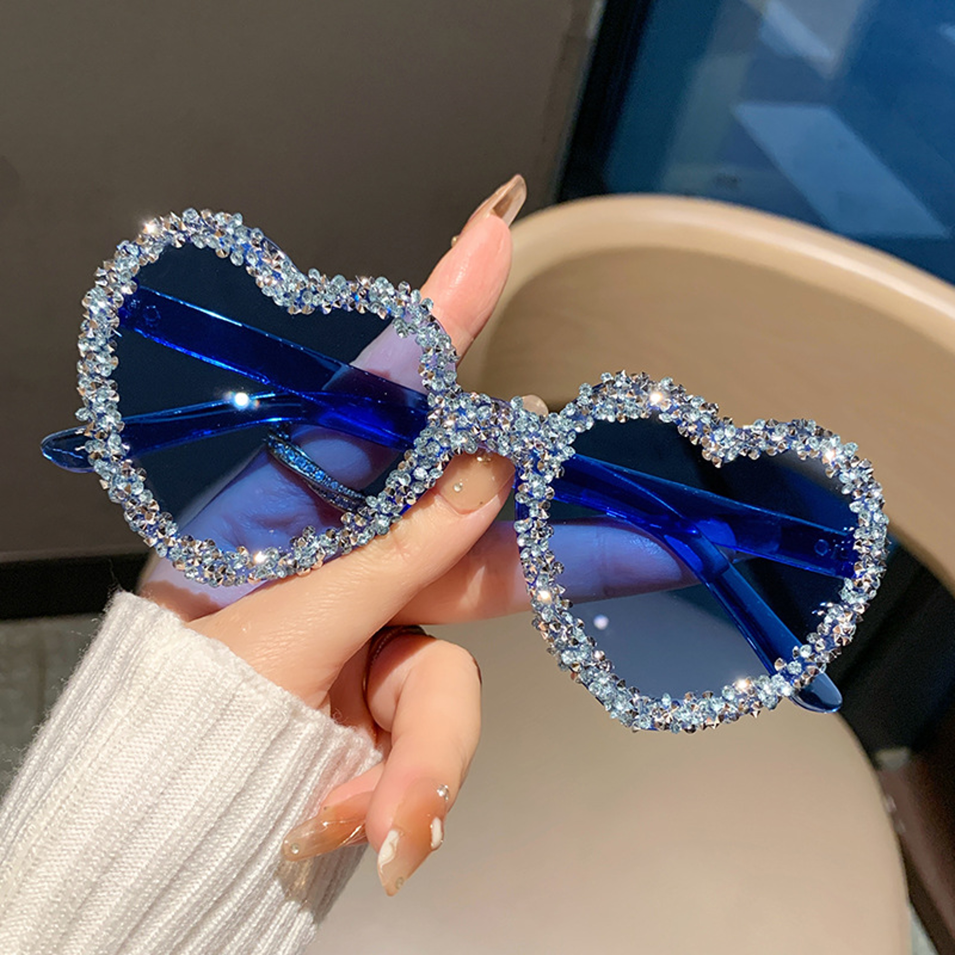 Red Rhinestone Heart Sunglasses for Women – view 11