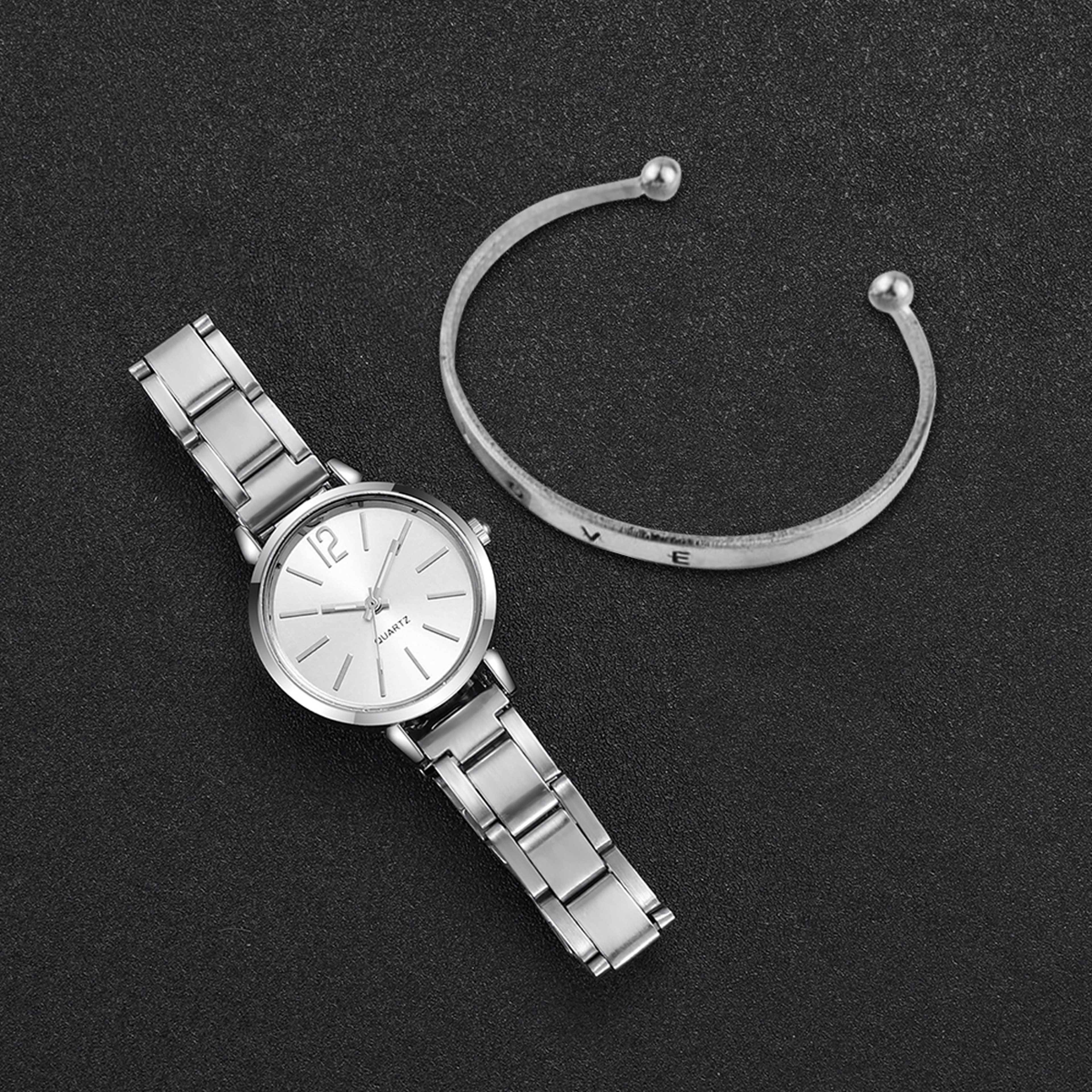 Elegant Gold Quartz Watch and Cuff Bracelet Set – view 5