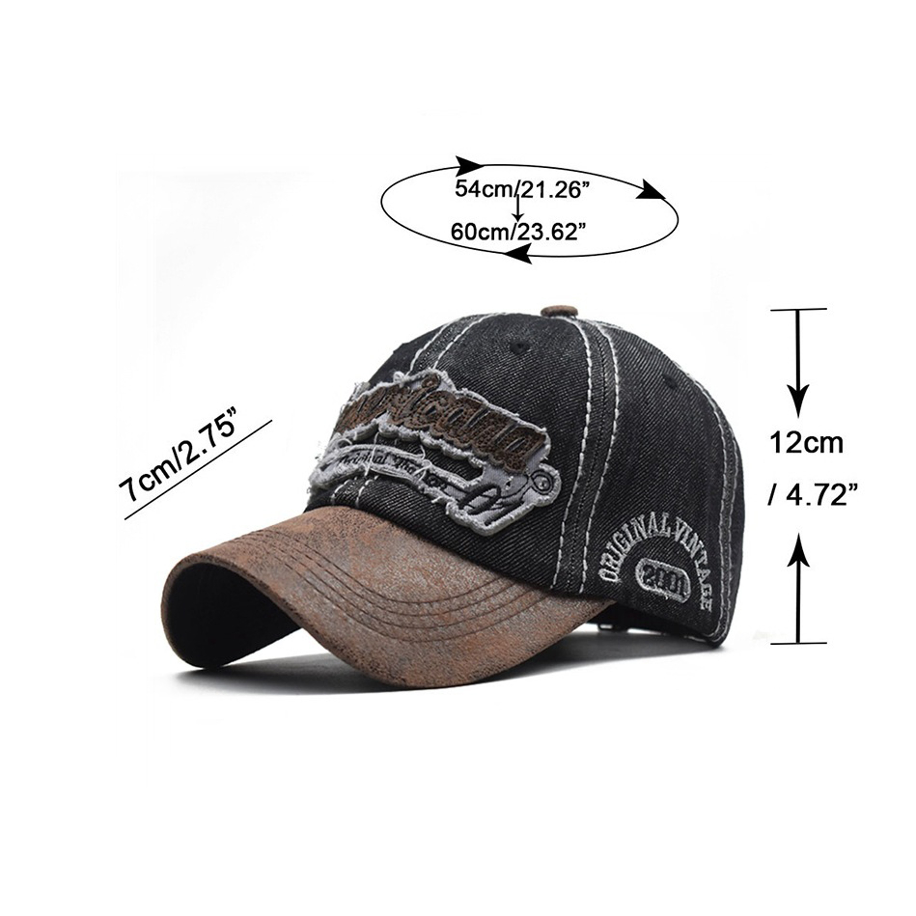Classic mens denim baseball cap with embroidered letter details and adjustable snapback fit – view 6