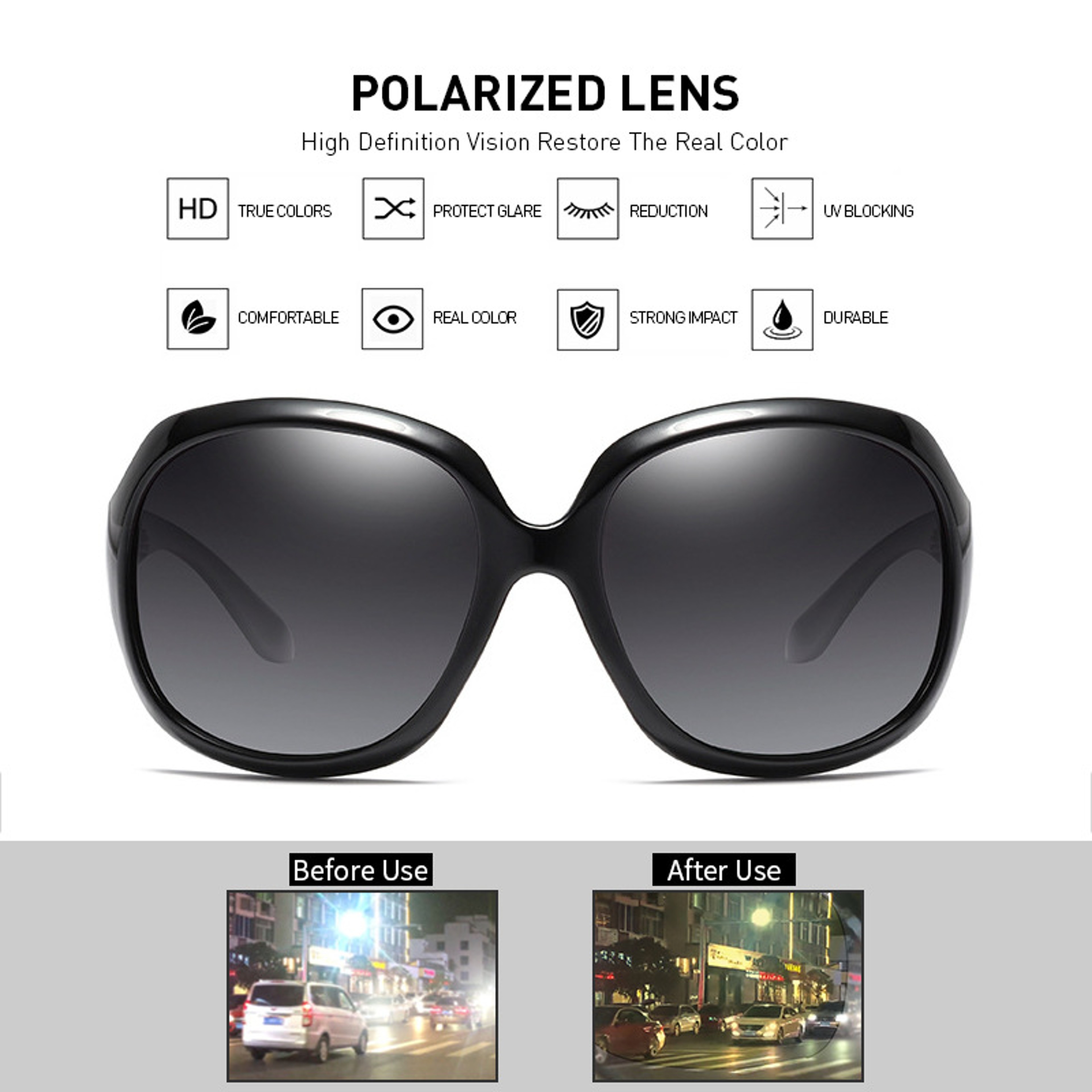 FUQIAN polarized oversized sunglasses for women with protection – view 5