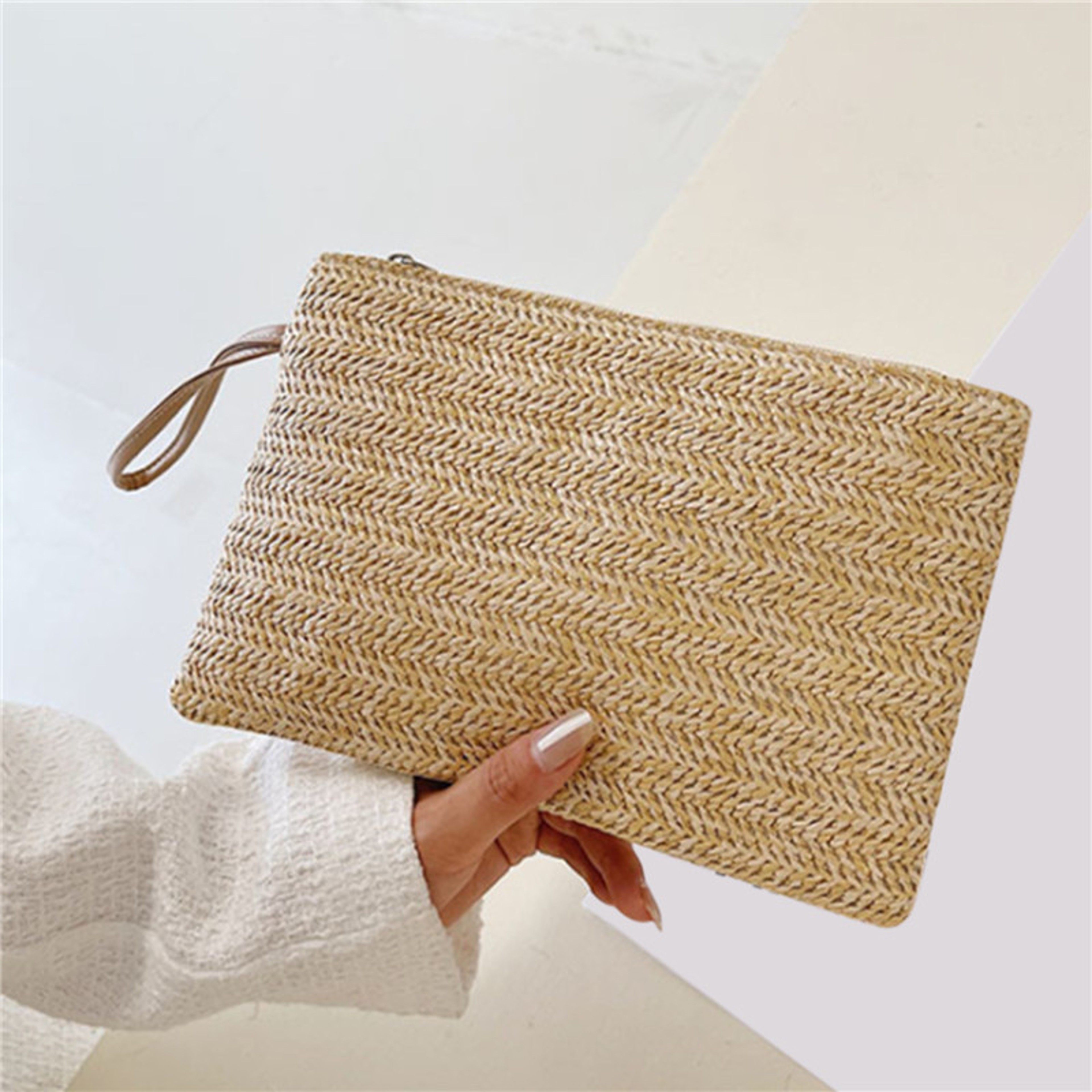 Handwoven Straw Wristlet Clutch for Women – view 1
