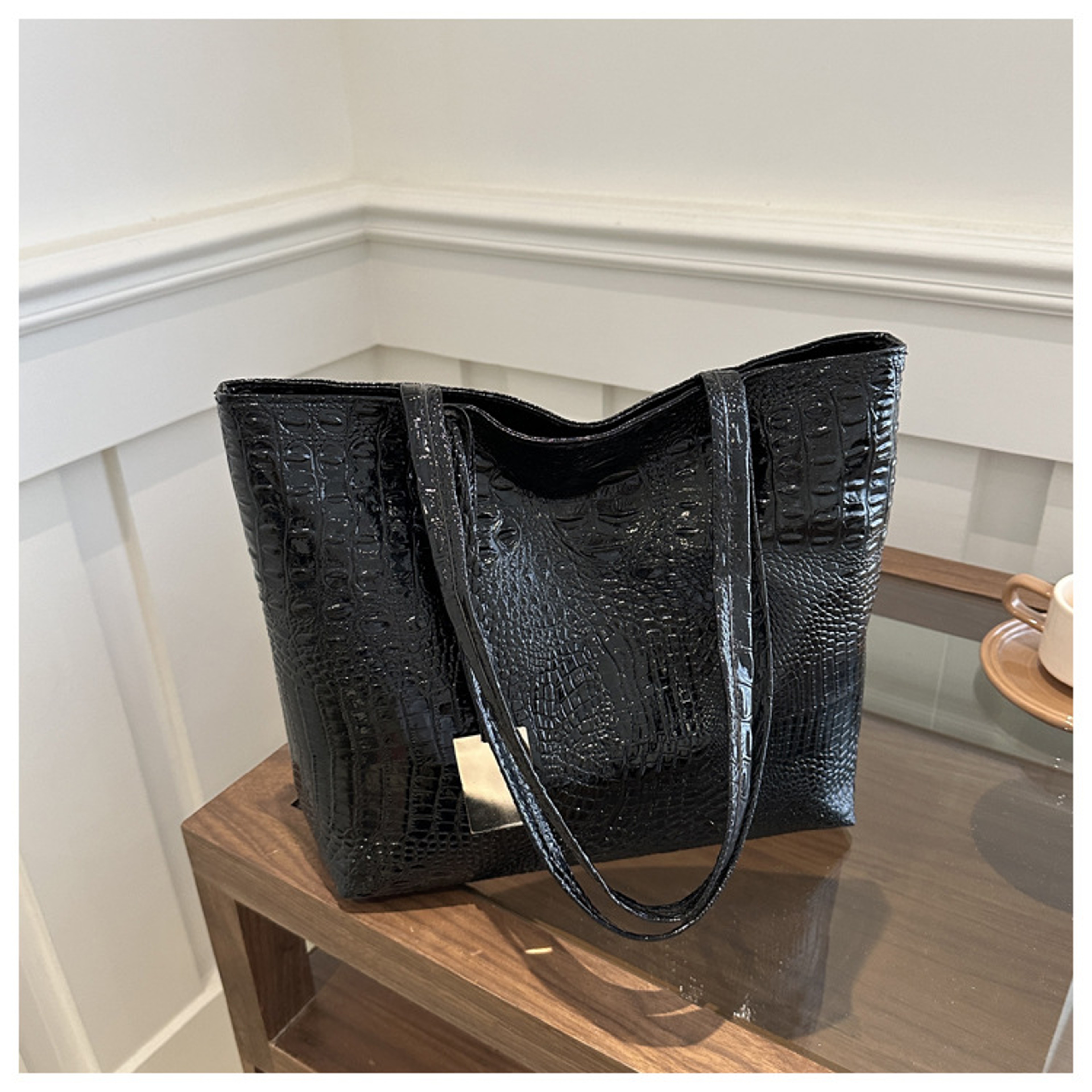 Metallic Crocodile PU Leather Tote Bag 7