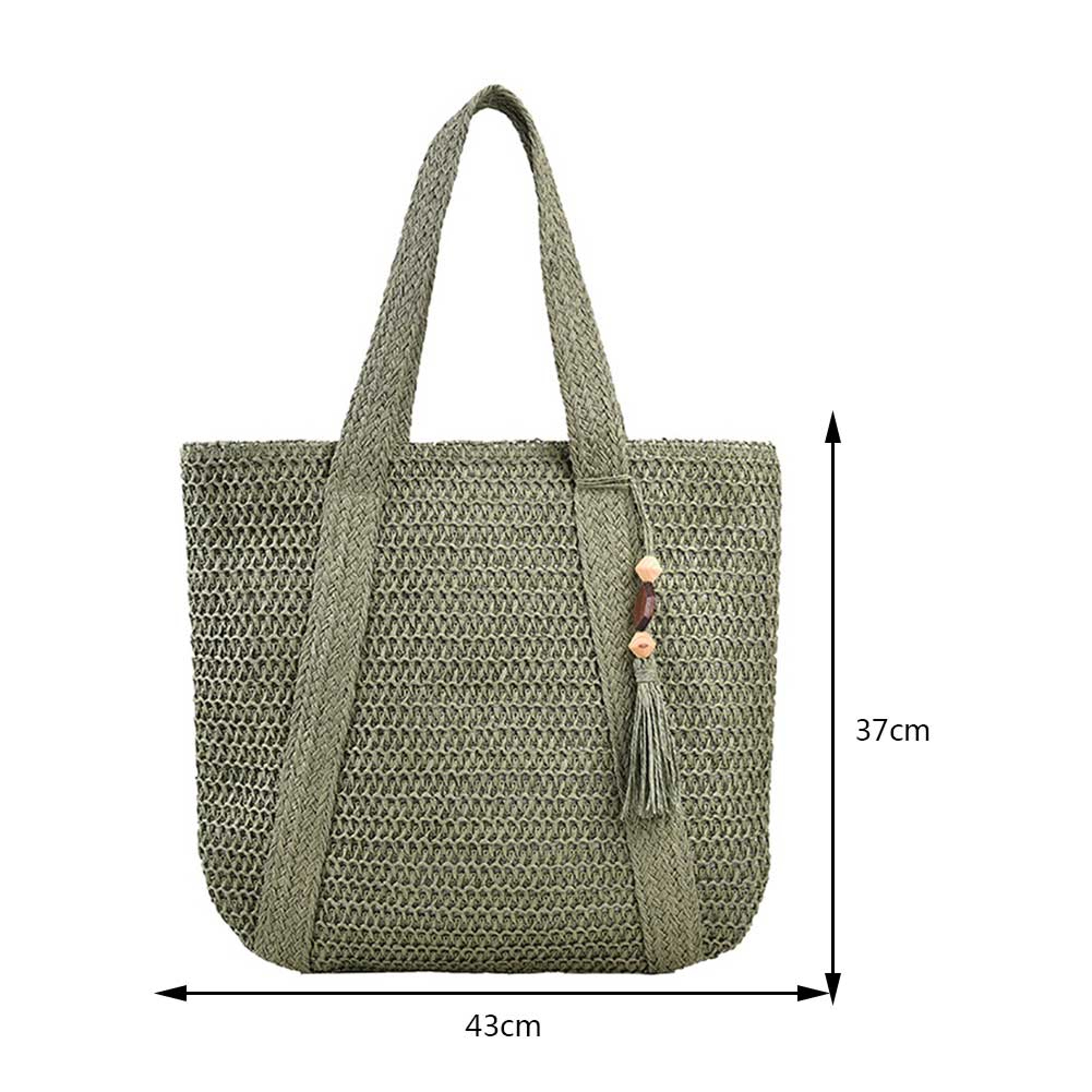 Summer Woven Tote Bag with Tassel and Large Capacity – view 7