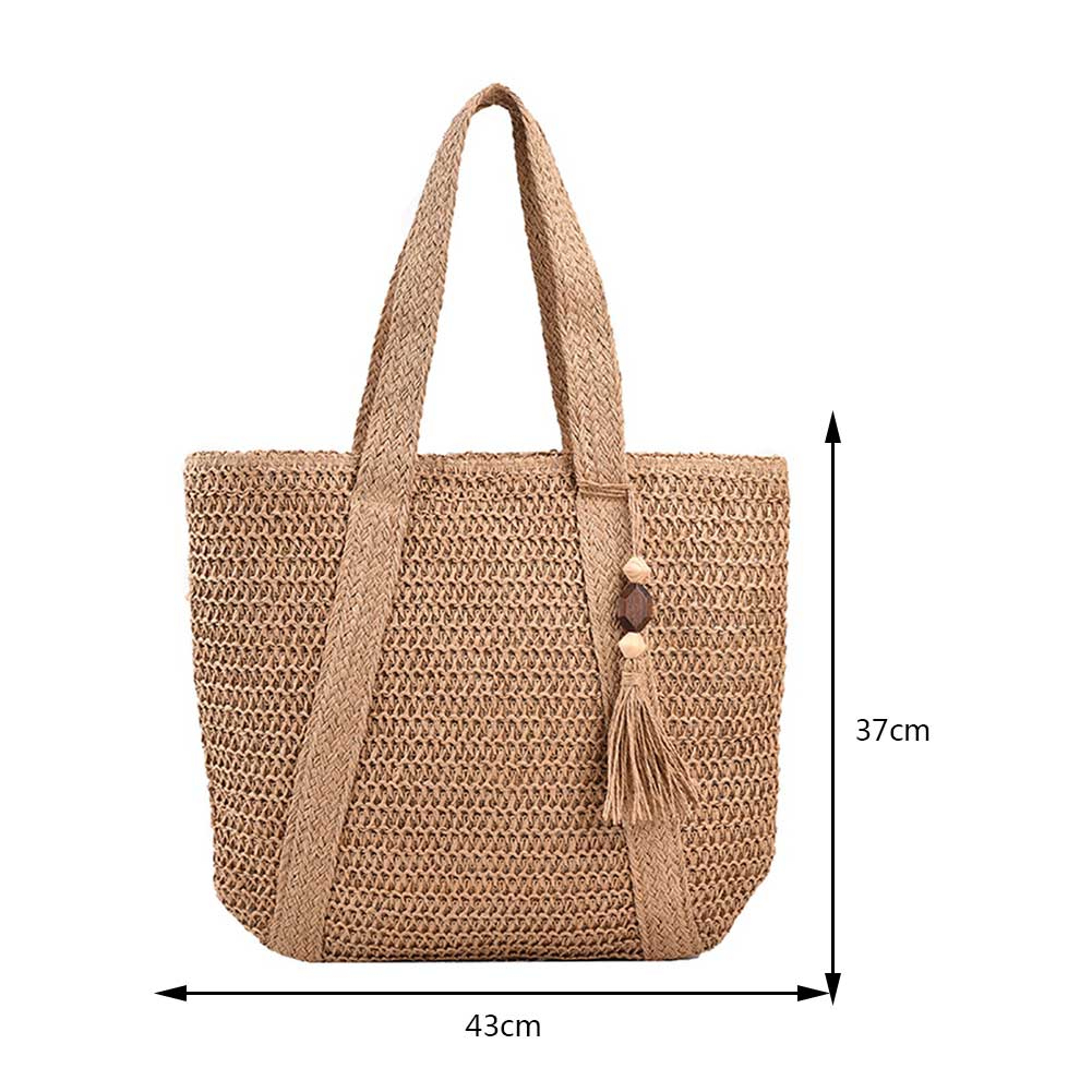 Summer Woven Tote Bag with Tassel and Large Capacity – view 8