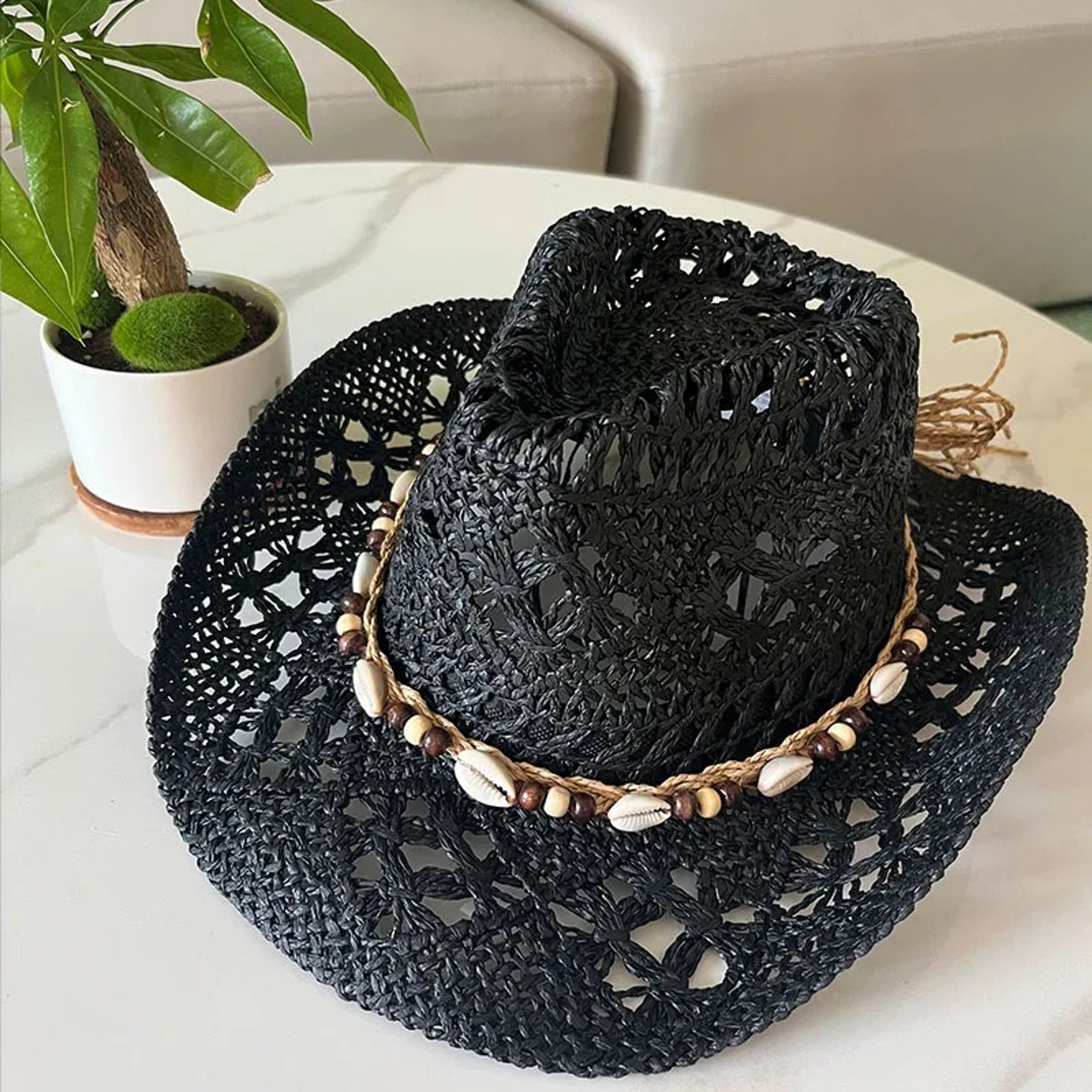 Bohemian Shell Straw Beach Hat 7
