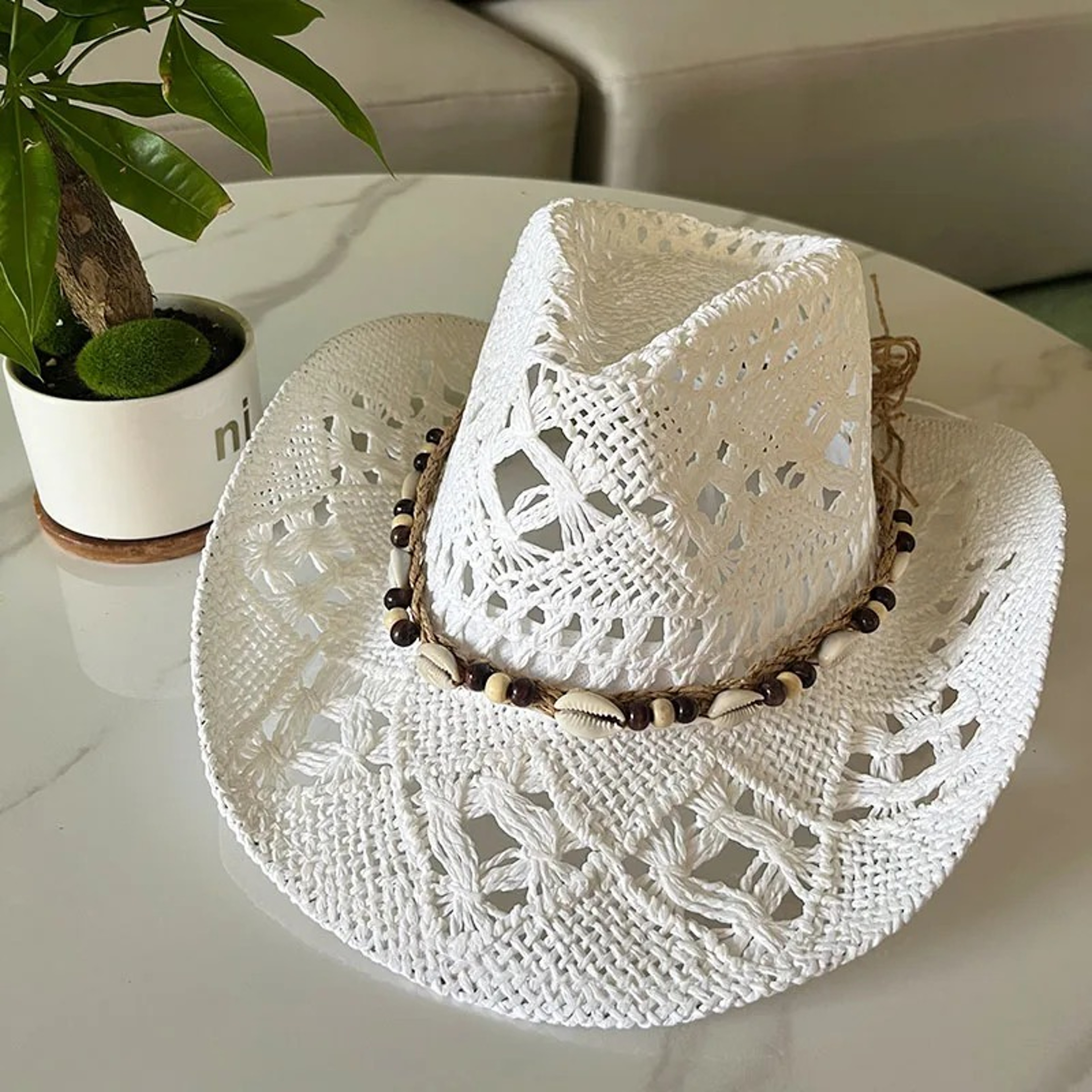 Bohemian Shell Straw Beach Hat 10
