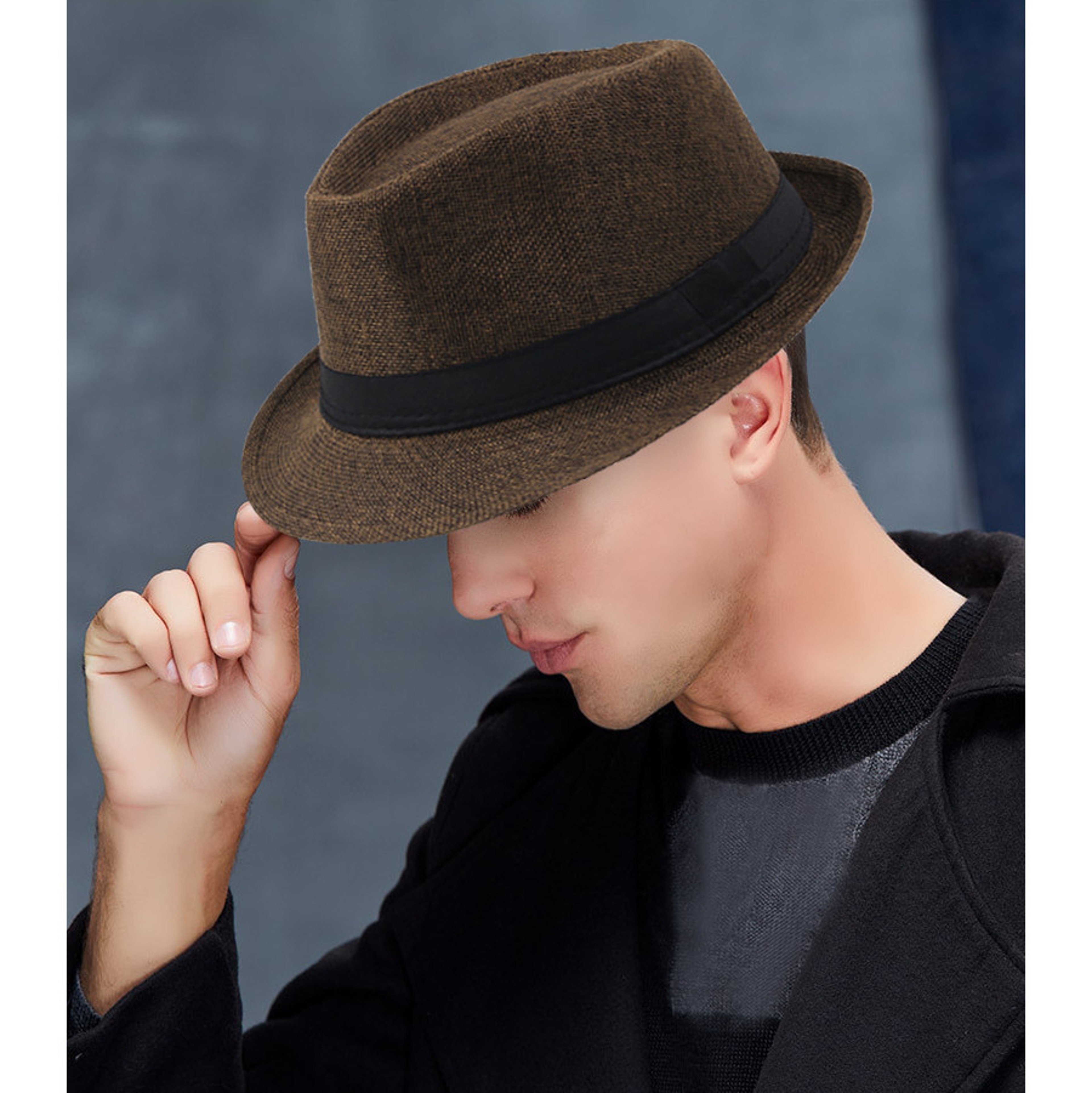Classic Straw Panama Hat with Black Ribbon for Beach and Summer – view 13
