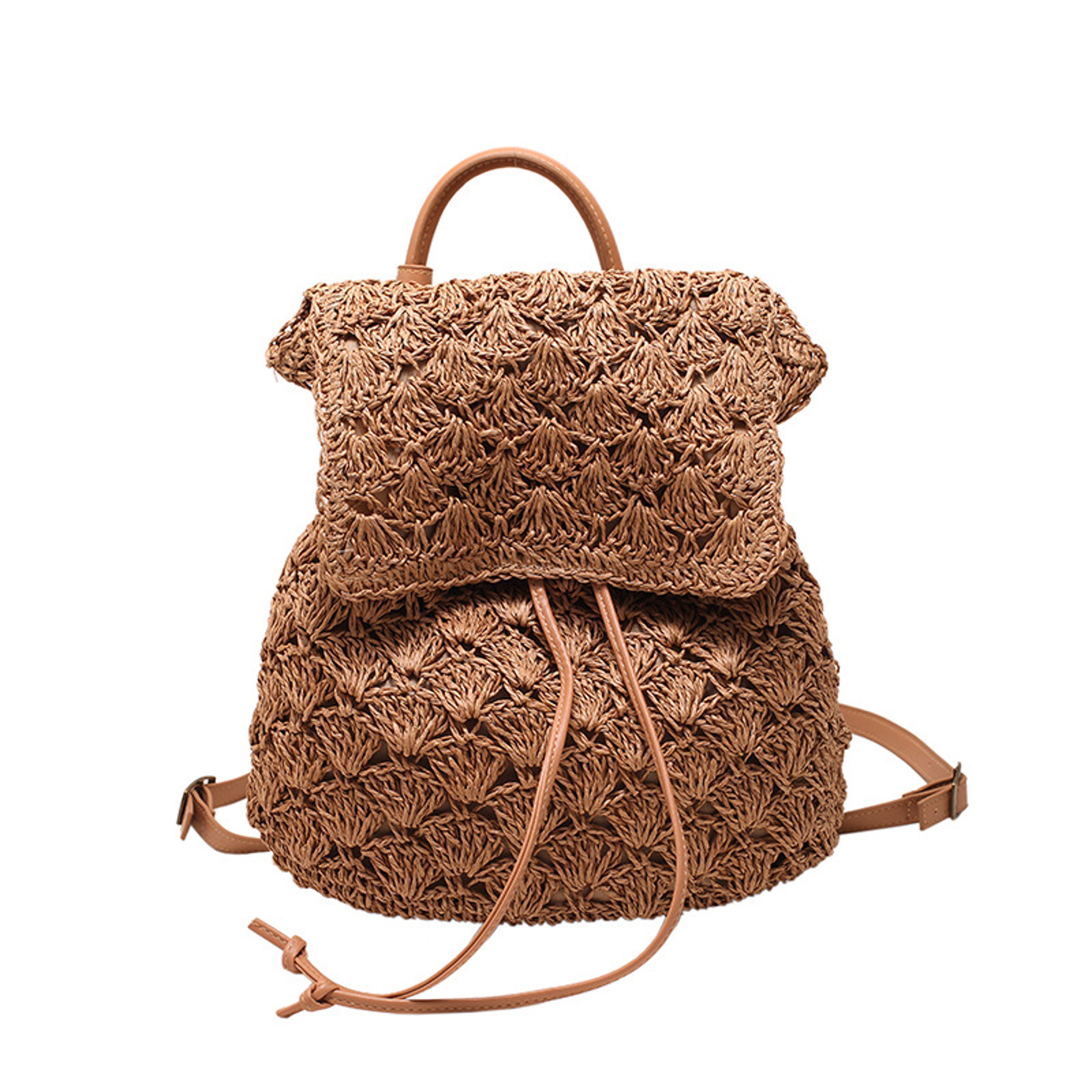 Chic Woven Straw Backpack for Women Casual Beach Holiday Rucksack – view 7