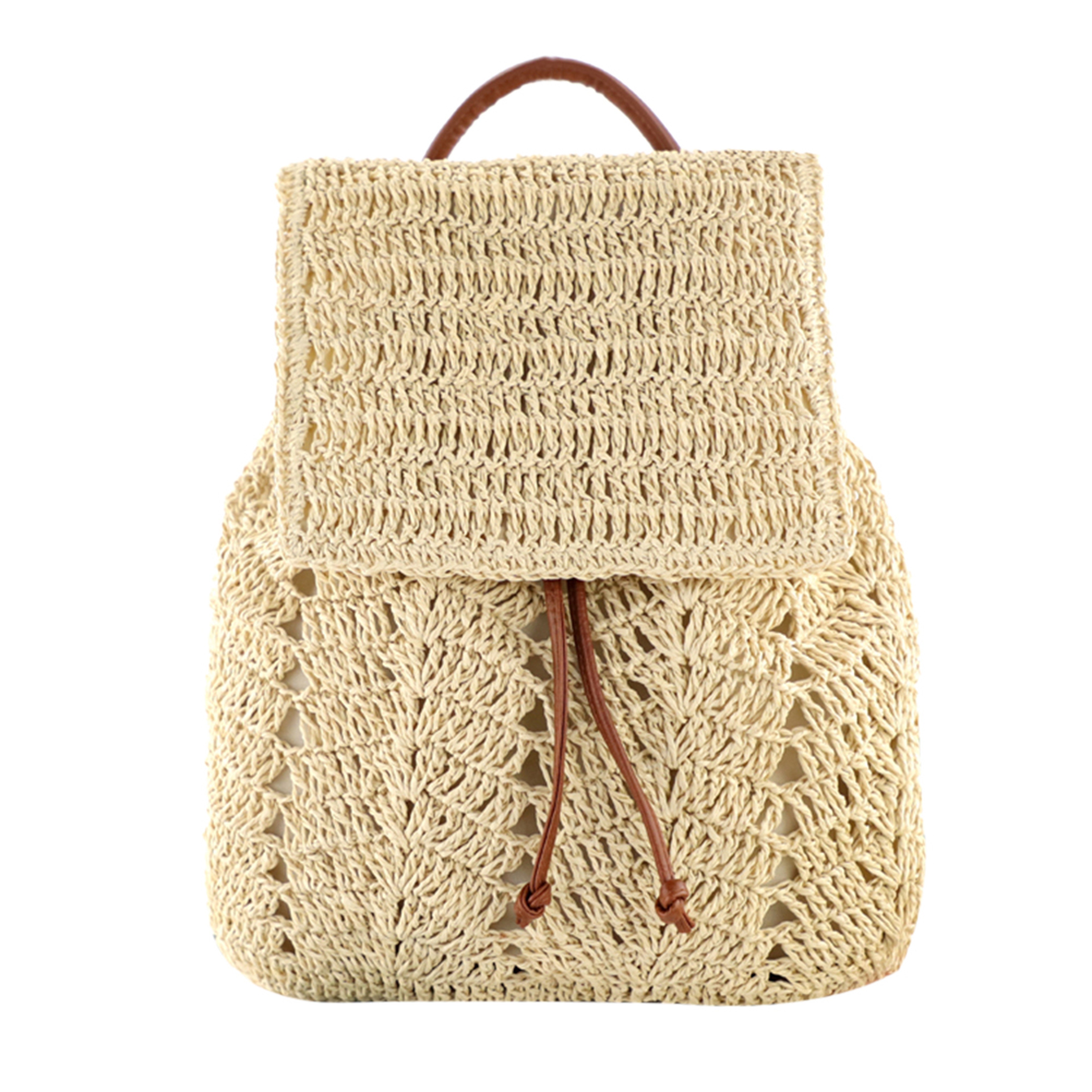 Handmade Woven Straw Backpack for Women Beach Daypack – view 8