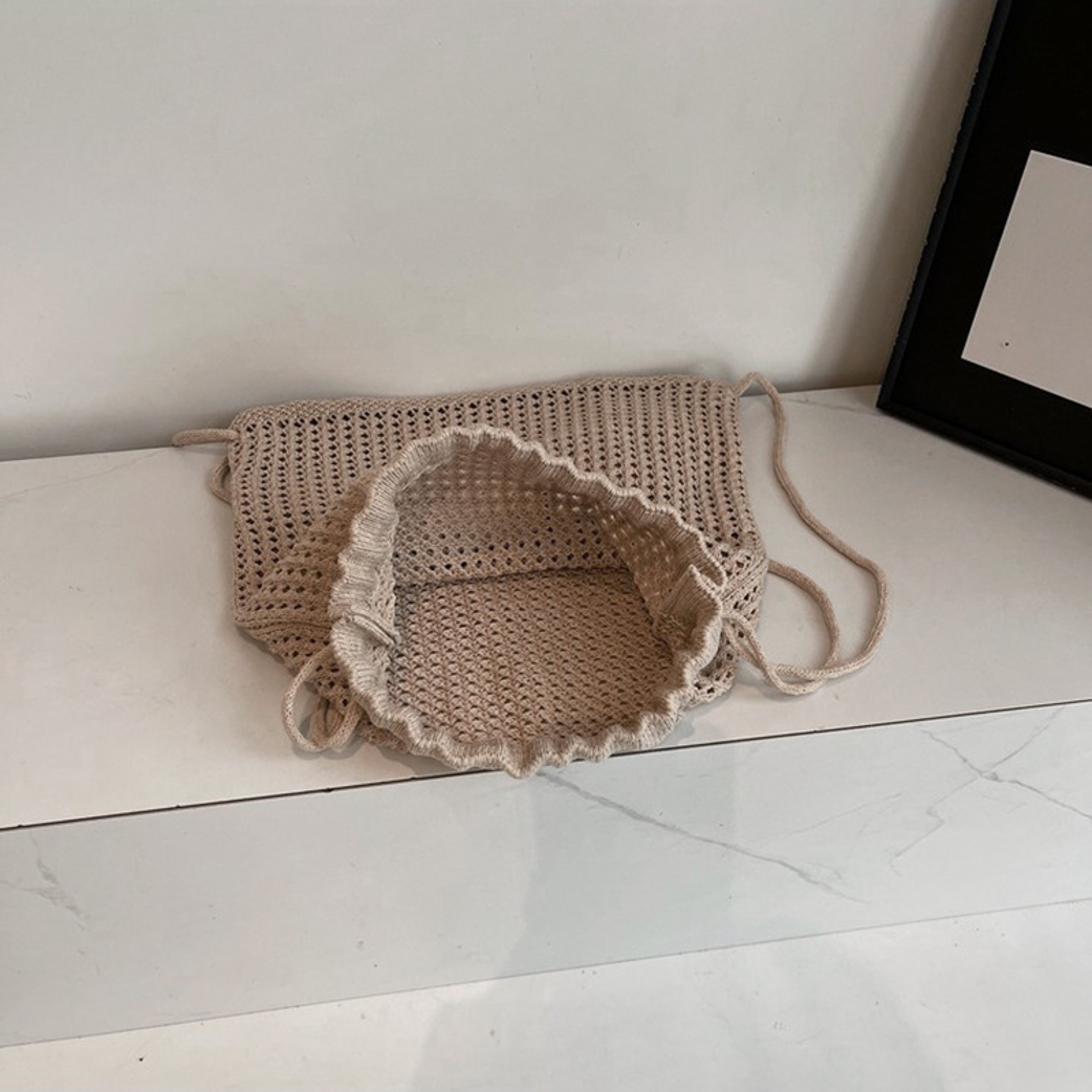 Boho Hollow Woven Flower Crochet Tote Bag and Knit Handbag for Summer Beach – view 6