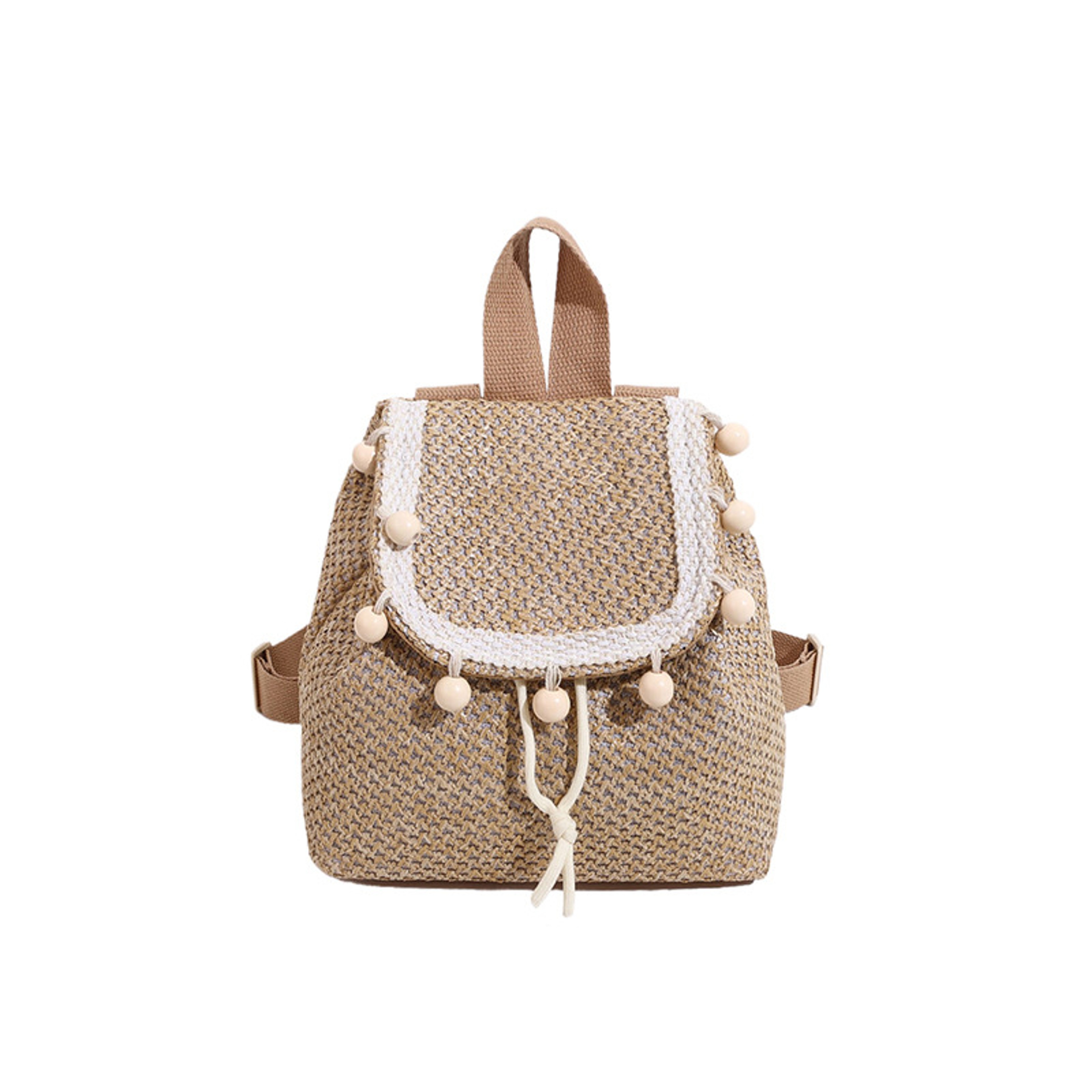 Boho Fringe Straw Backpack for Women – view 6