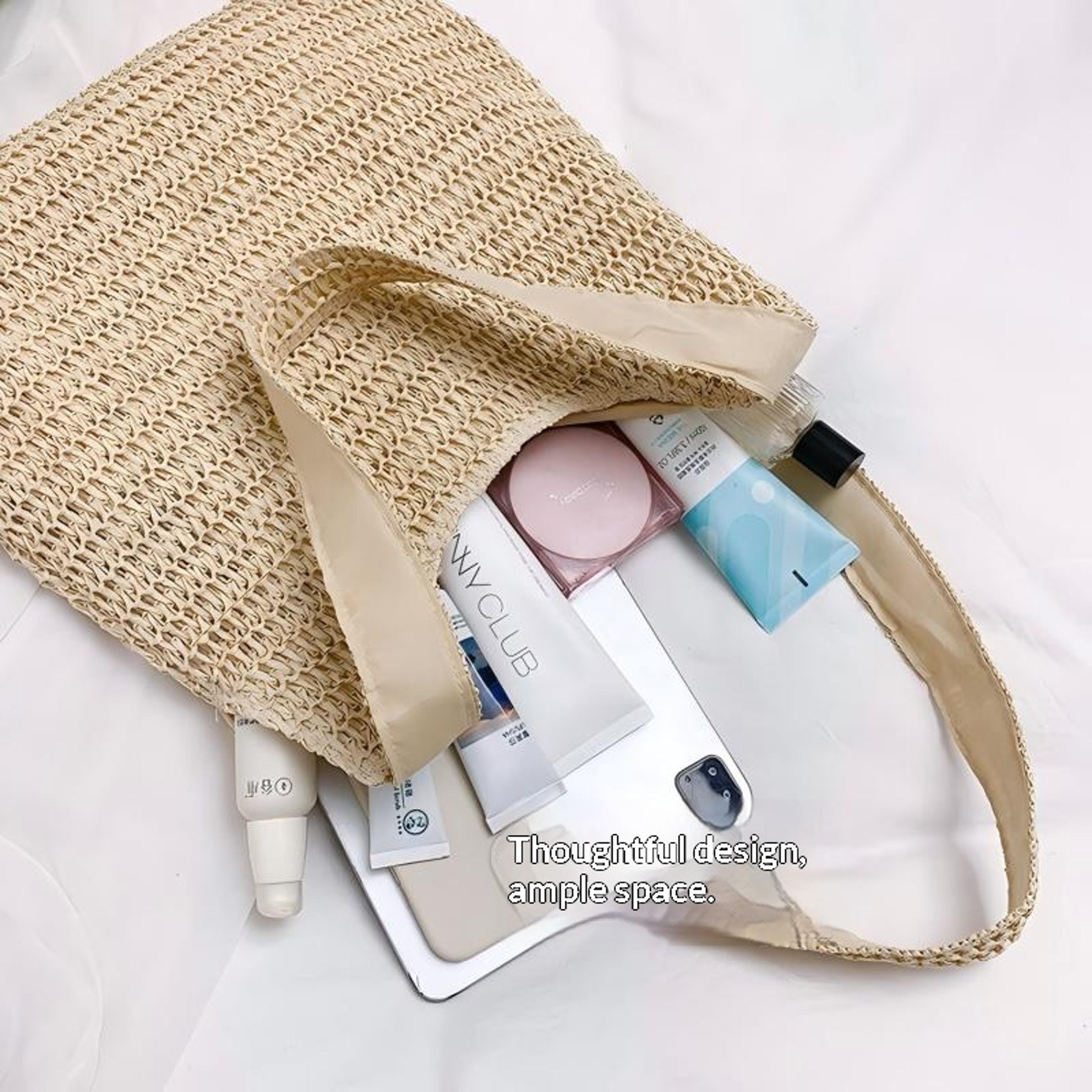 Homefish Large Capacity rattan straw woven tote bag for Women Summer Casual beach shoulder handbag – view 6