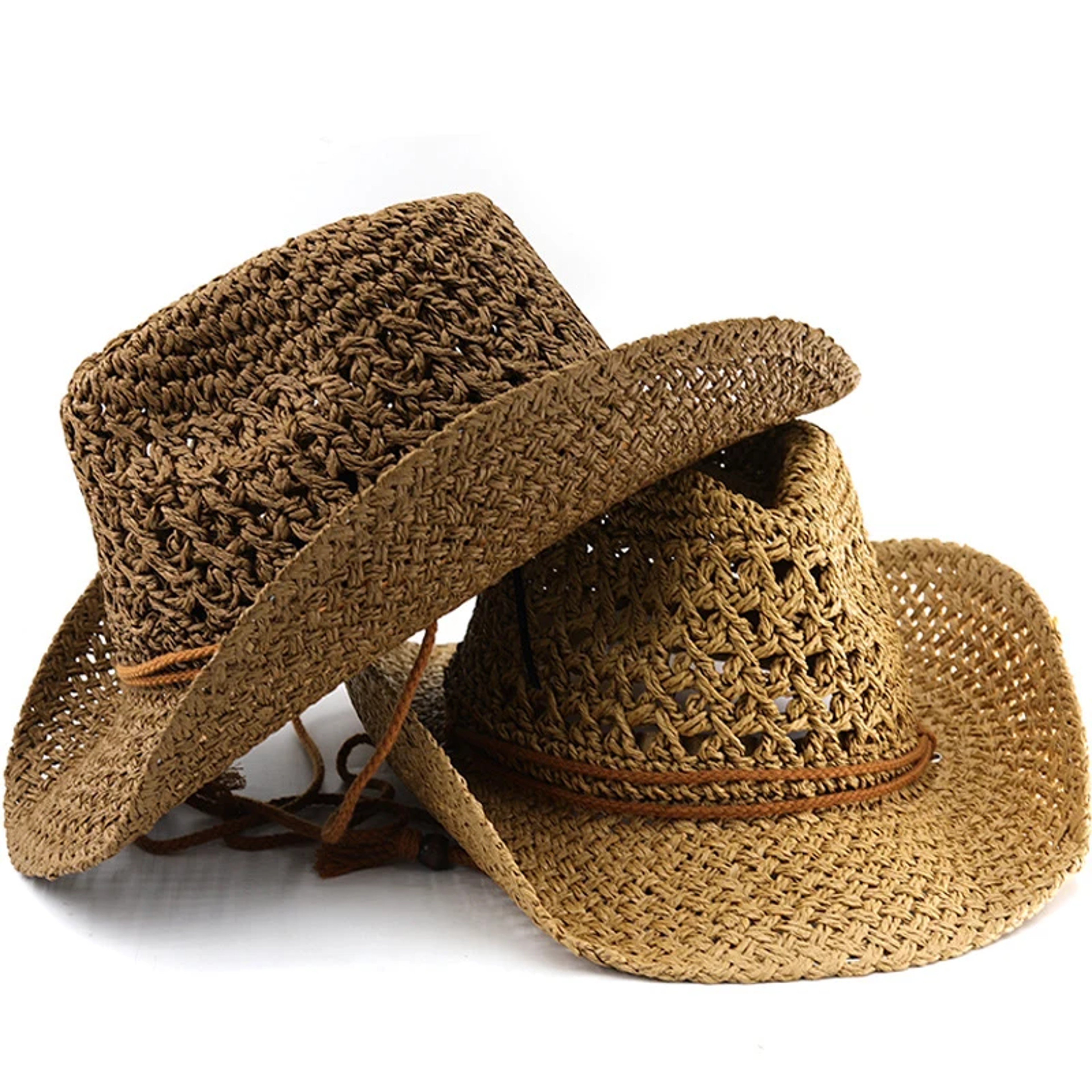 Western cowboy straw hat for women, breathable summer sun hat with ethnic style – view 2