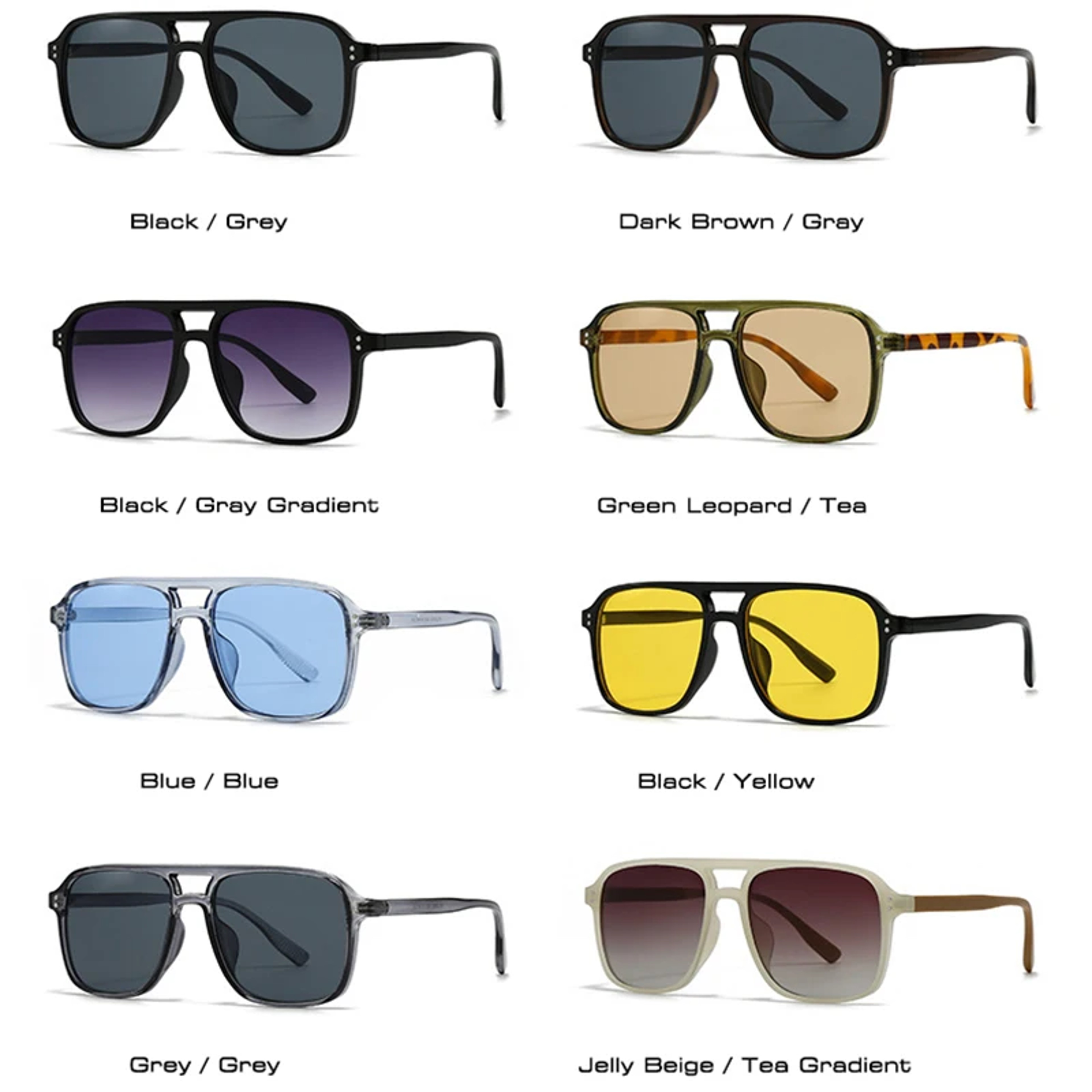 SO&EI Retro Square Sunglasses with Double Bridges and UV400 Protection – view 2