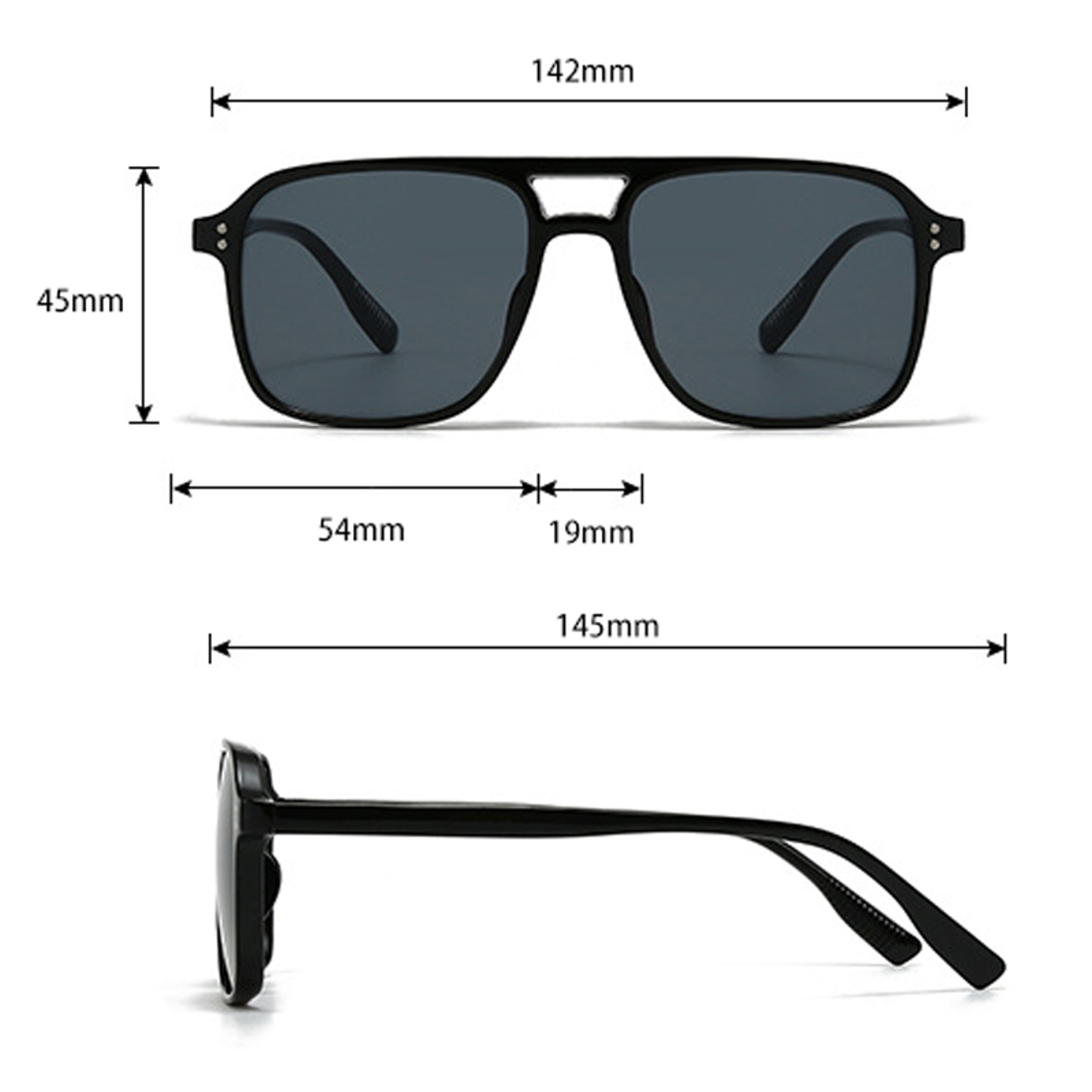 SO&EI Retro Square Sunglasses with Double Bridges and UV400 Protection – view 4