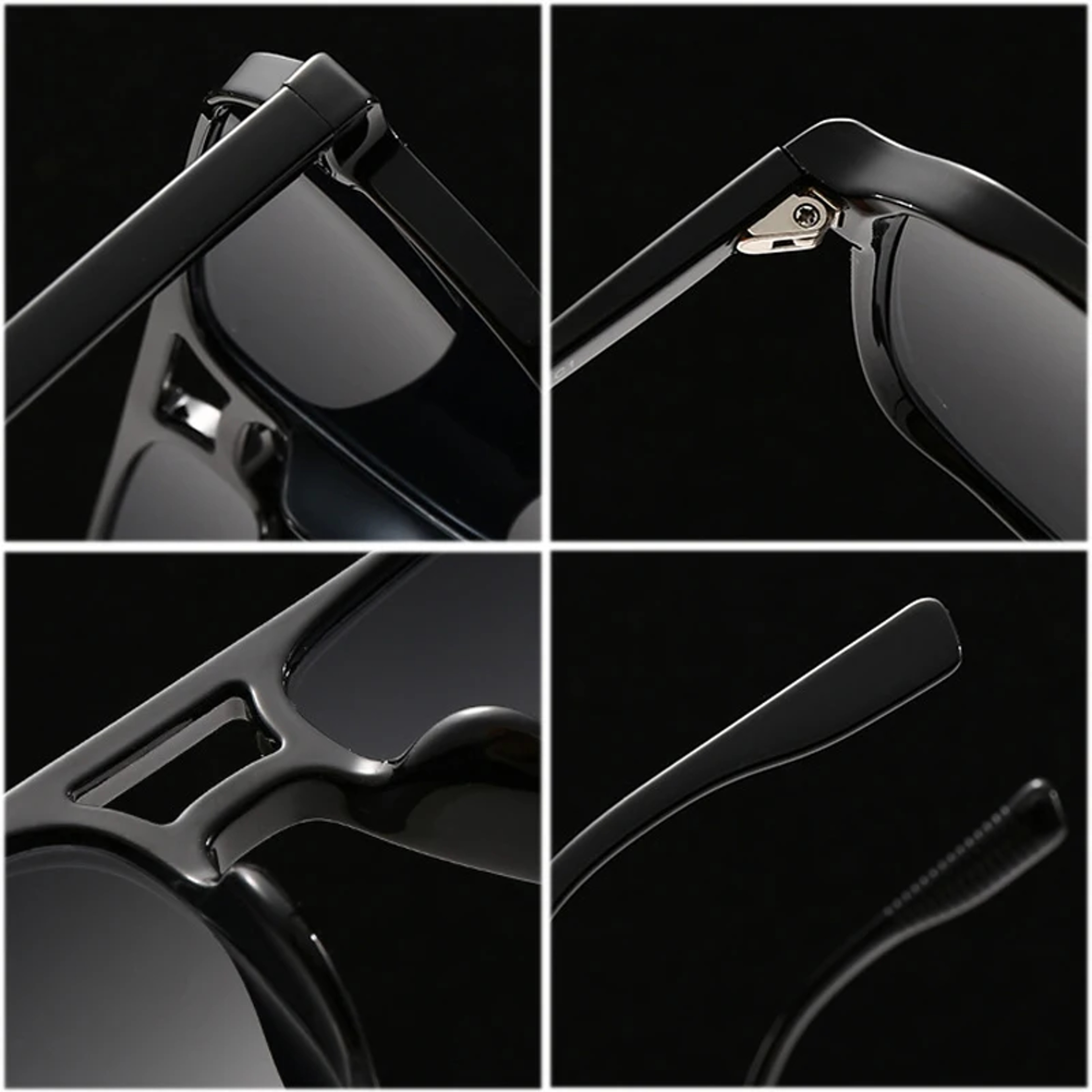 SO&EI Retro Square Sunglasses with Double Bridges and UV400 Protection – view 6