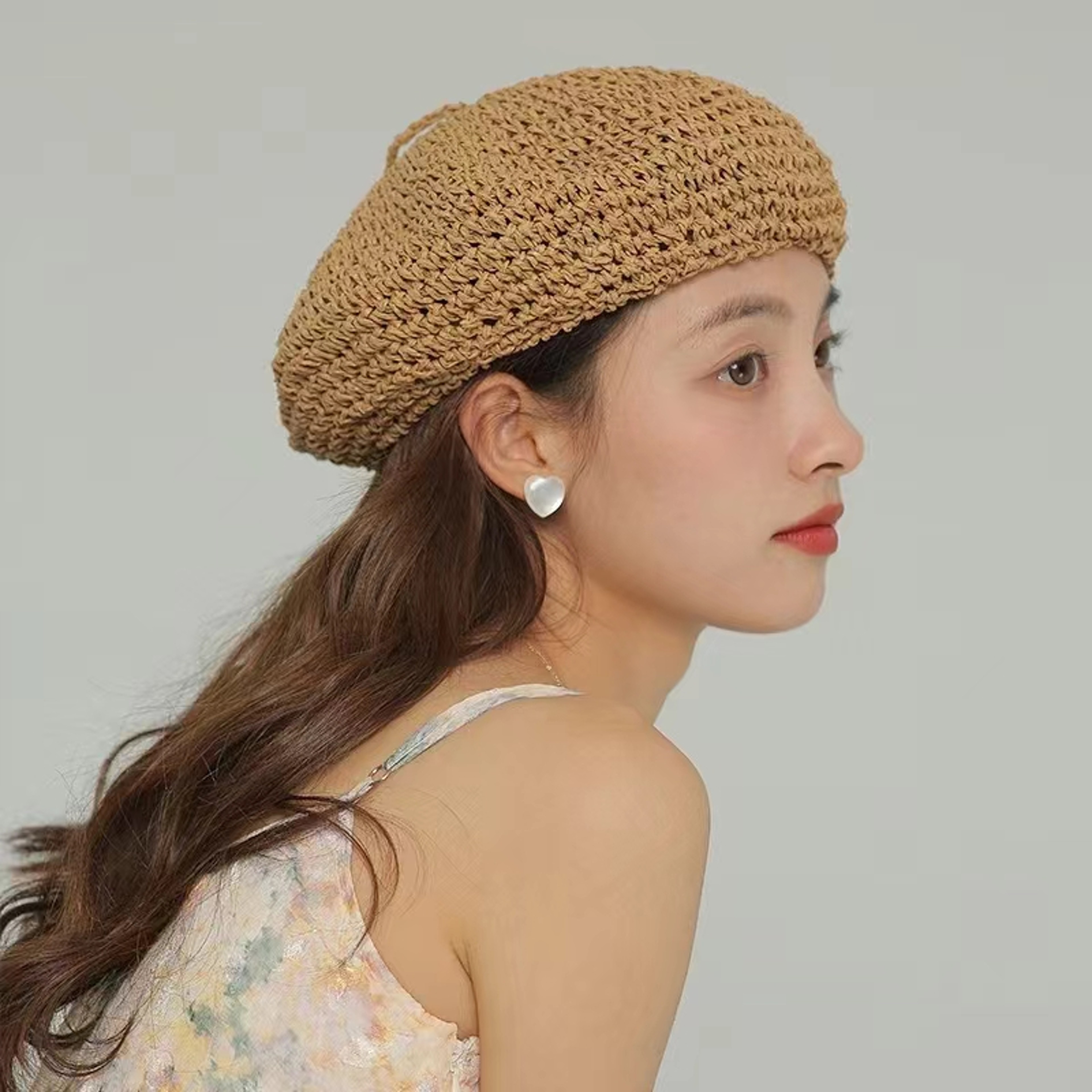 Chic Straw Crochet Beret Hat for Women – view 2