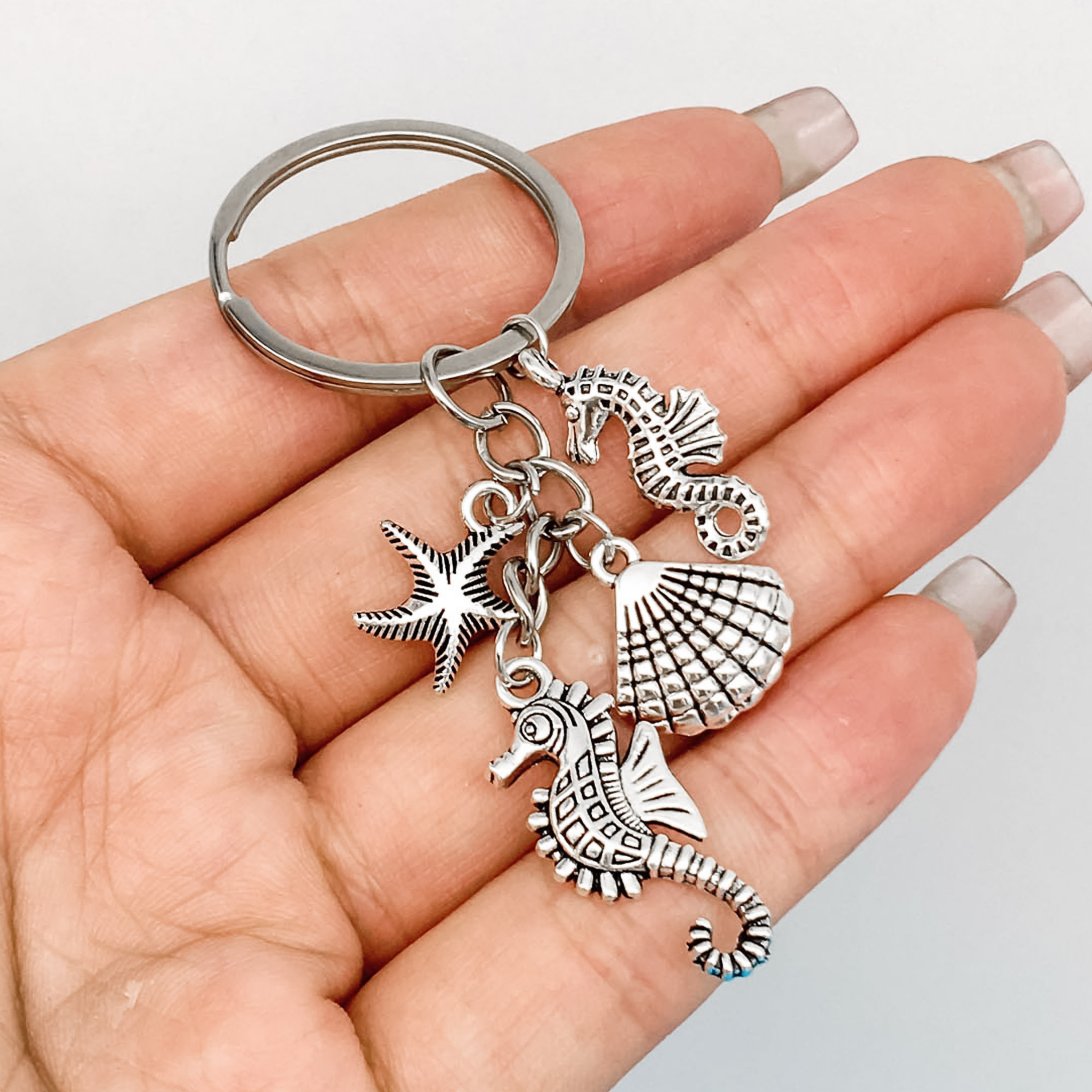 Sea Life Keychain with Starfish and Seahorse Charms, the Ultimate Ocean Themed Gift – view 3
