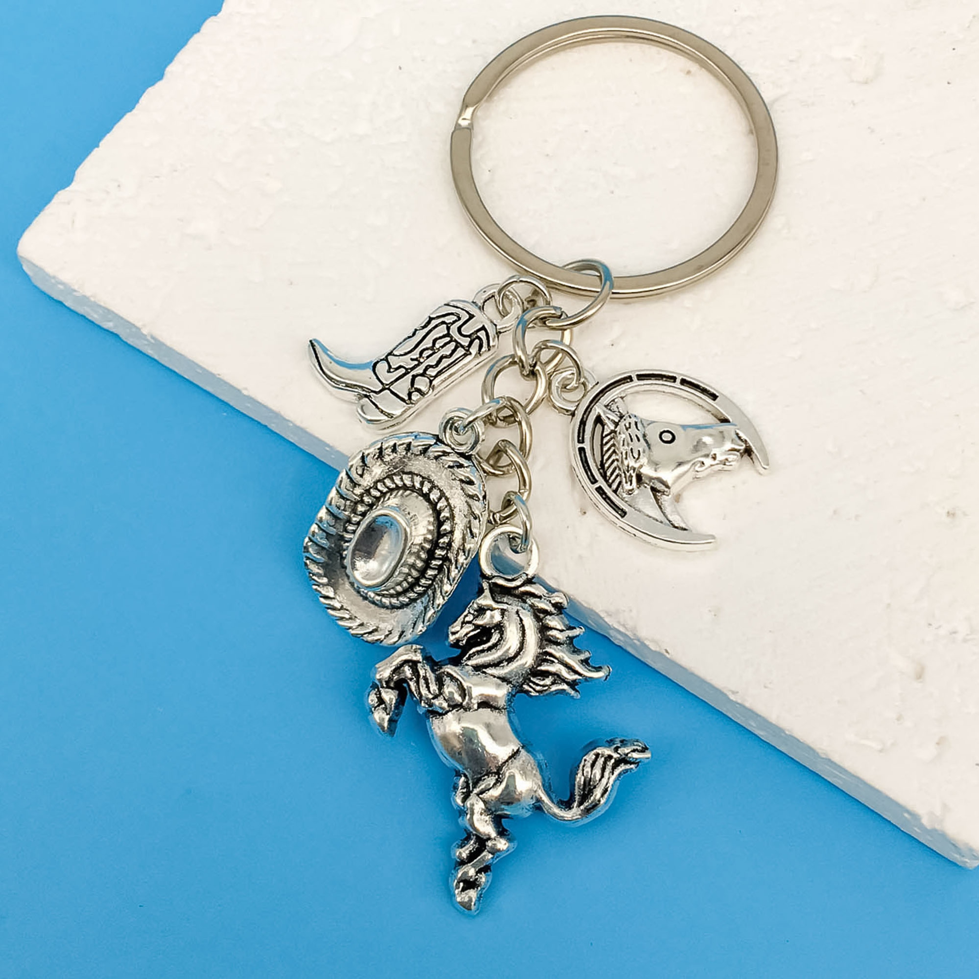 Western Cowboy Hat and Horse Keychain – view 1