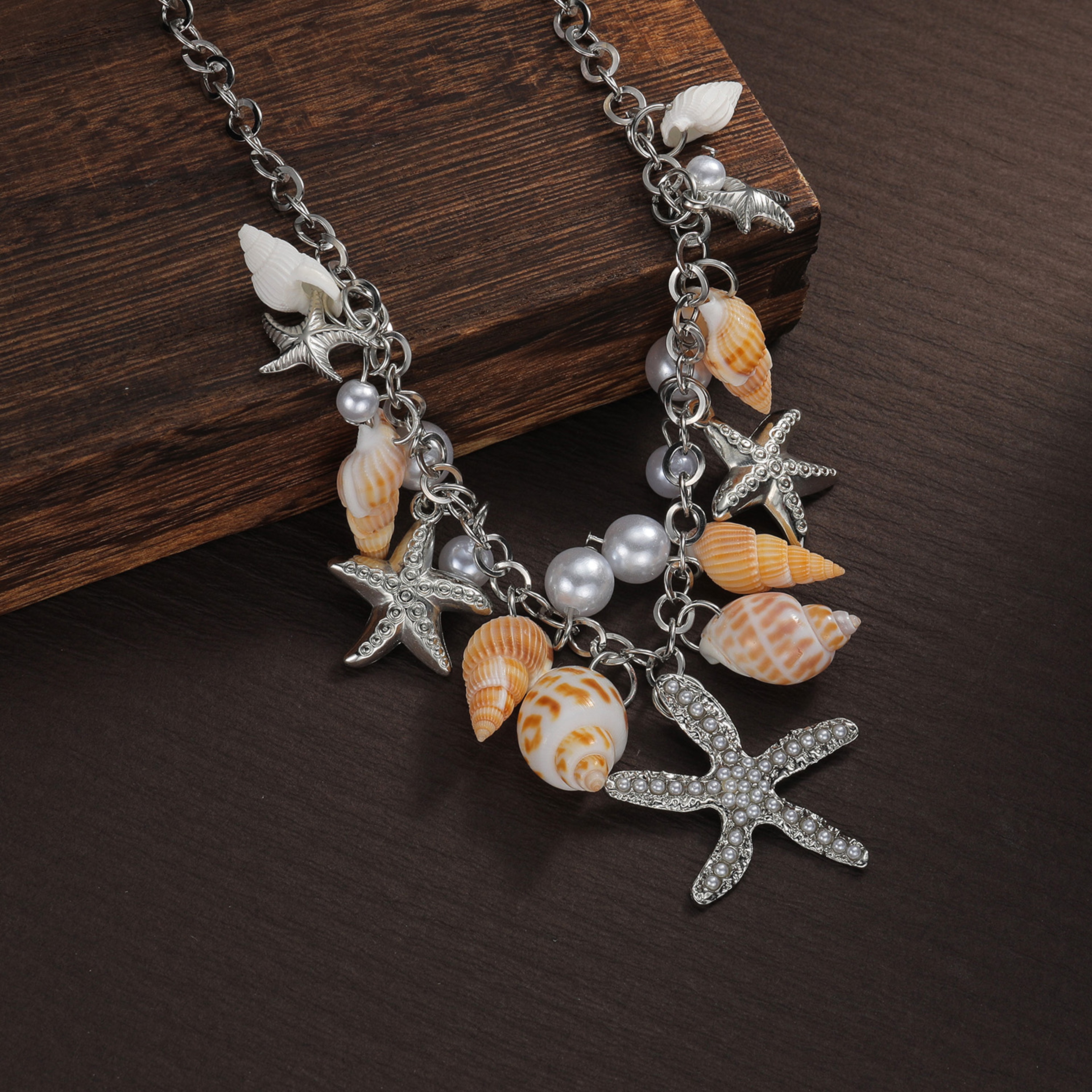 Bohemian Conch Shell Starfish Pearl Necklace For Women 4