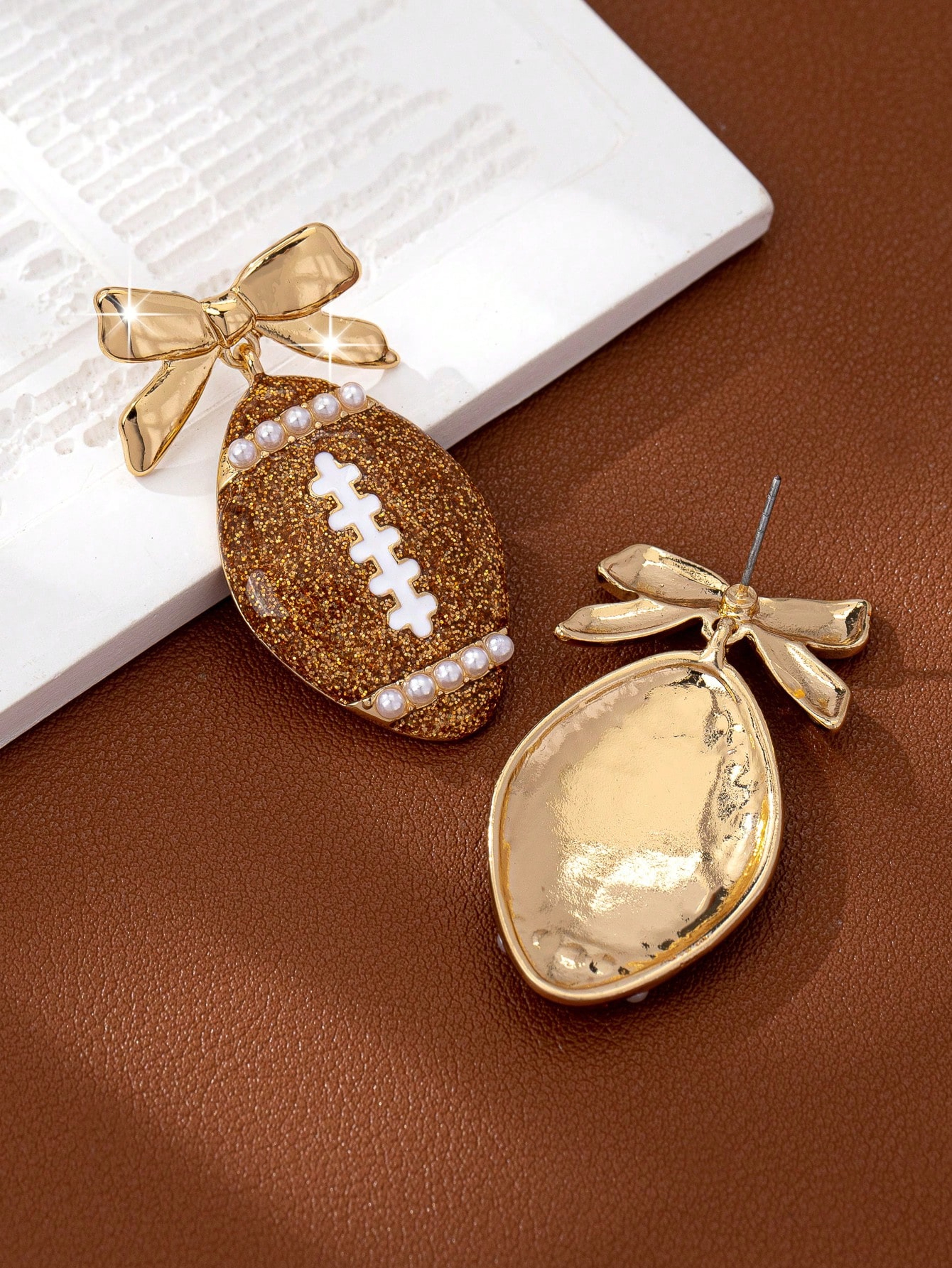Sports Themed Rugby Fashion Earrings for Women – view 2