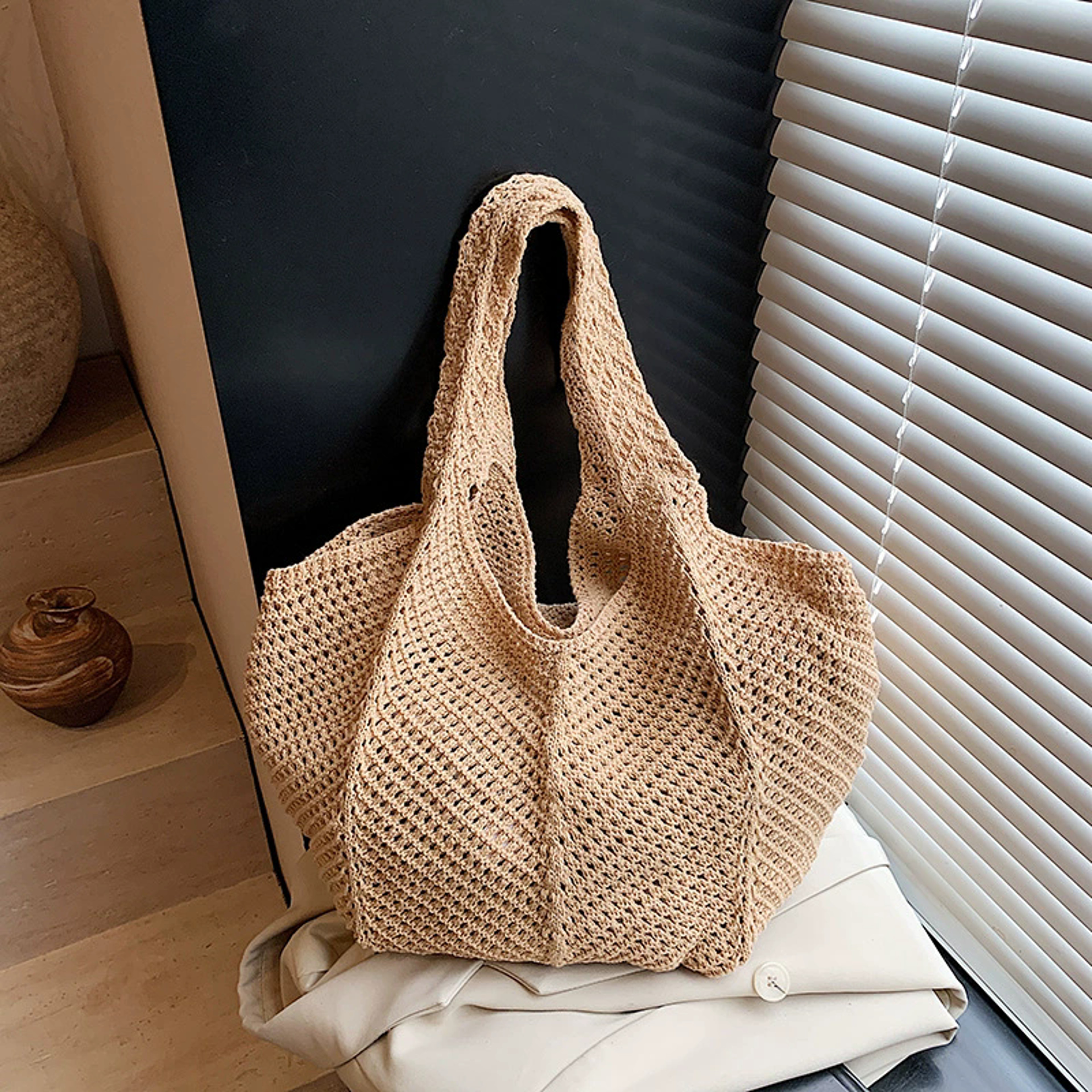 Summer Woven Shoulder Bag And Aesthetic Crochet Beach Tote Handbag 4