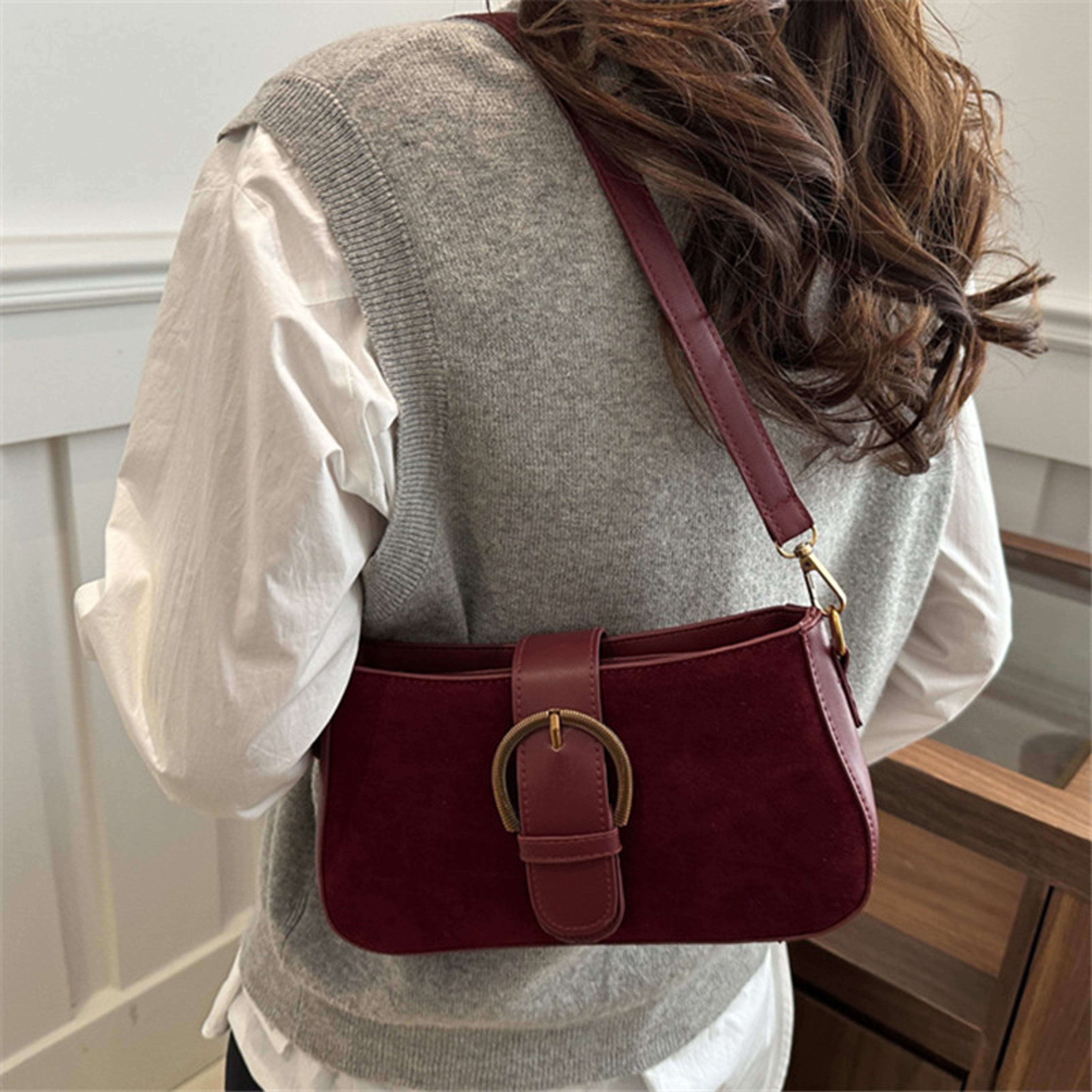 Aria Luxe Suede Shoulder Bag – view 6