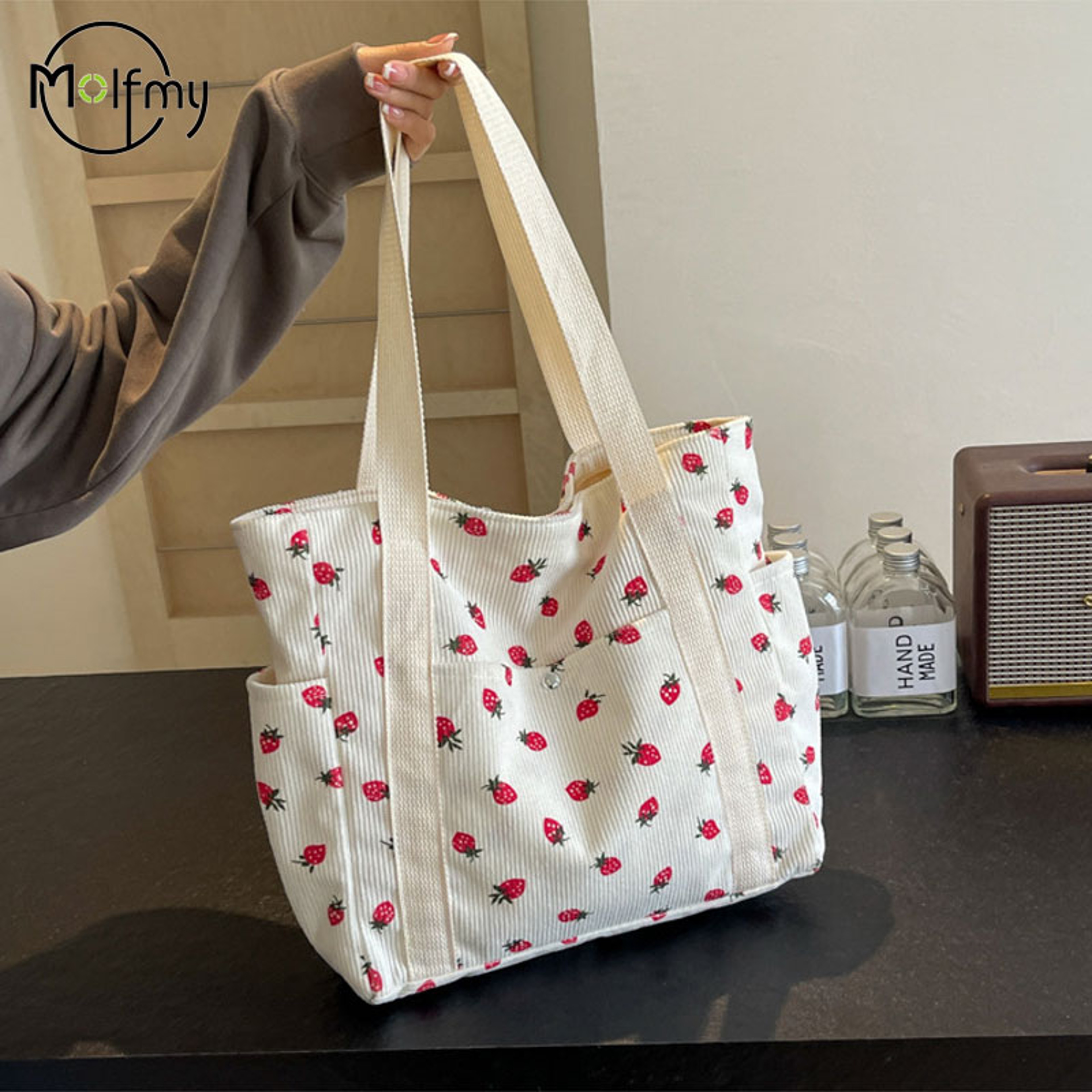 Strawberry Corduroy Tote Bag – view 1
