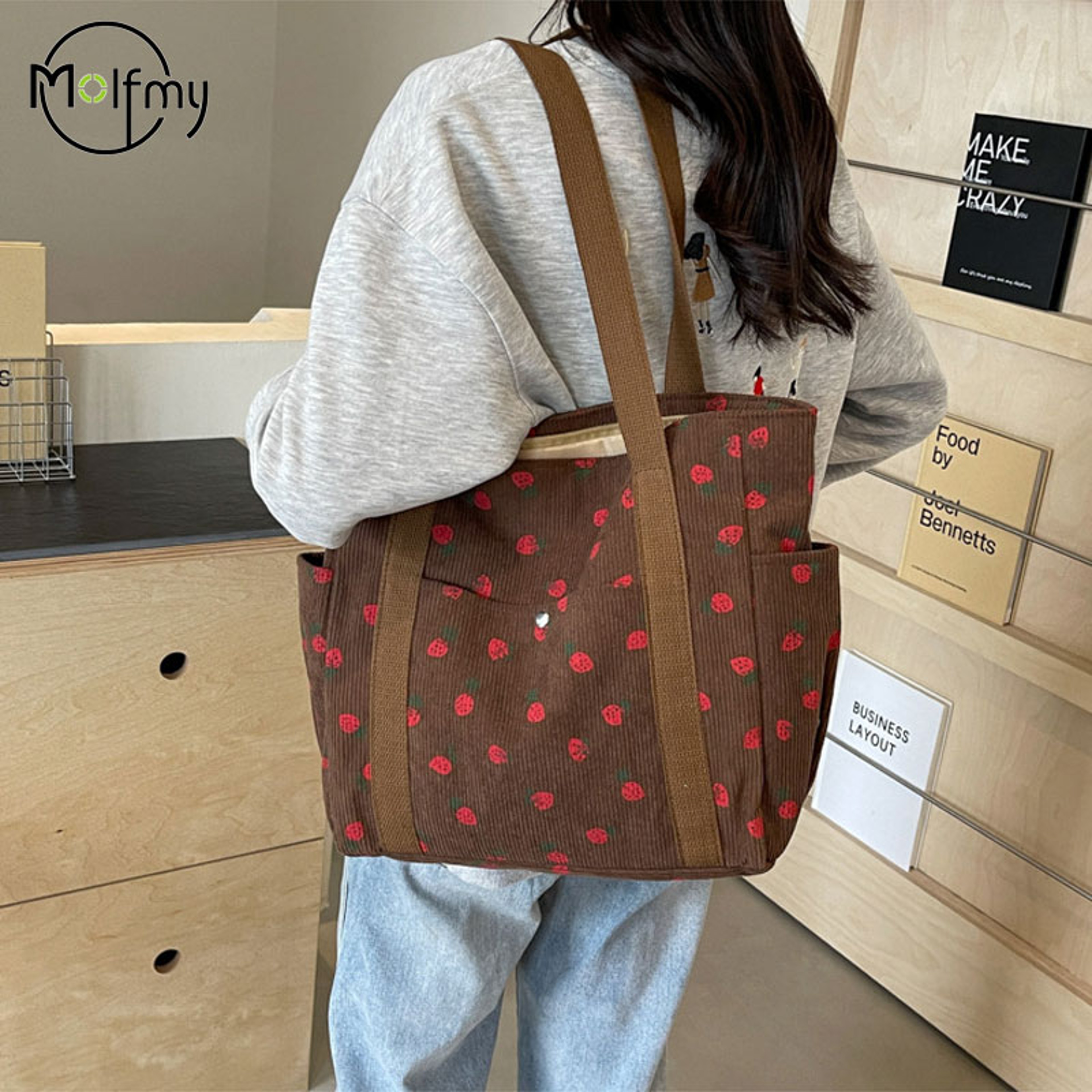 Strawberry Corduroy Tote Bag – view 2