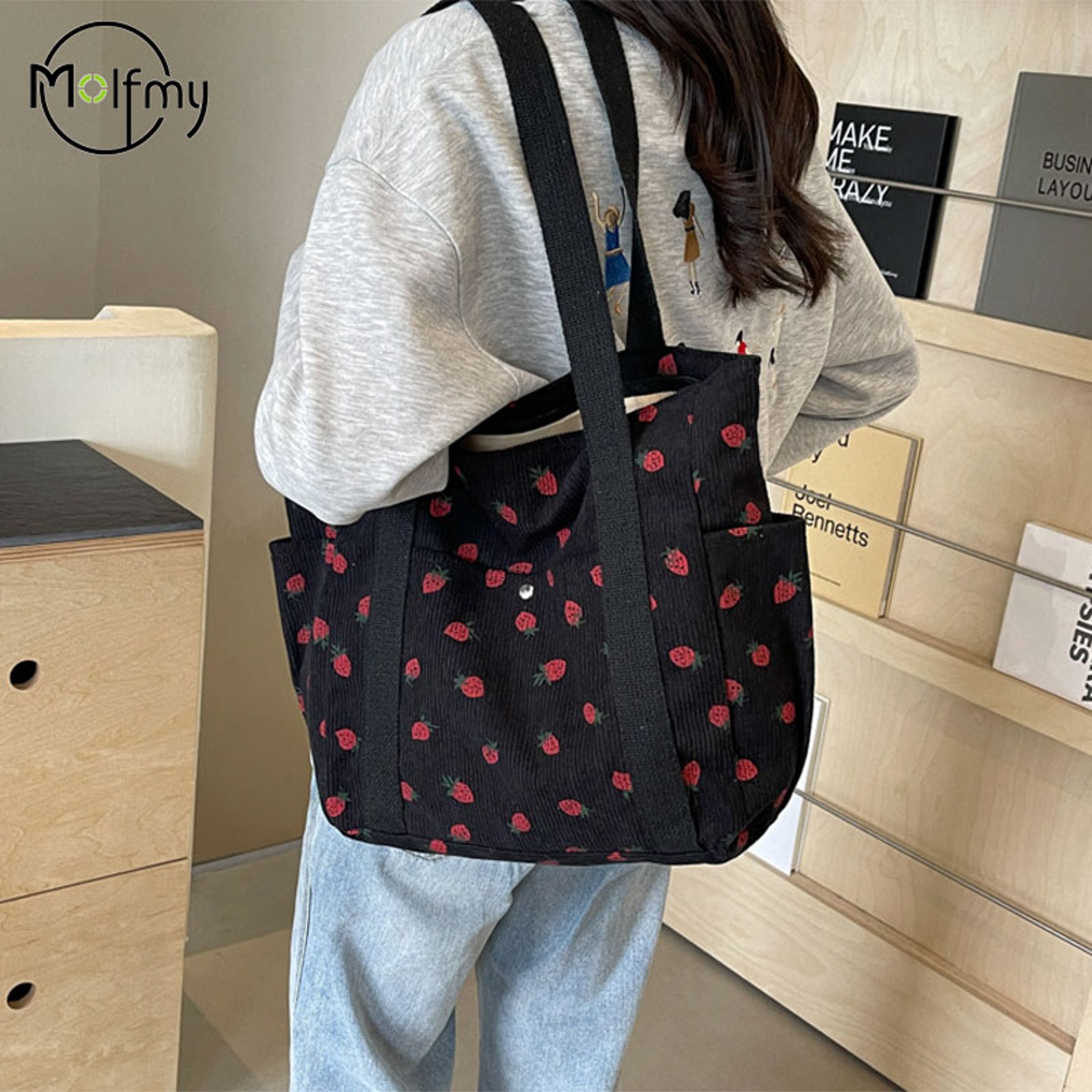 Strawberry Corduroy Tote Bag – view 3