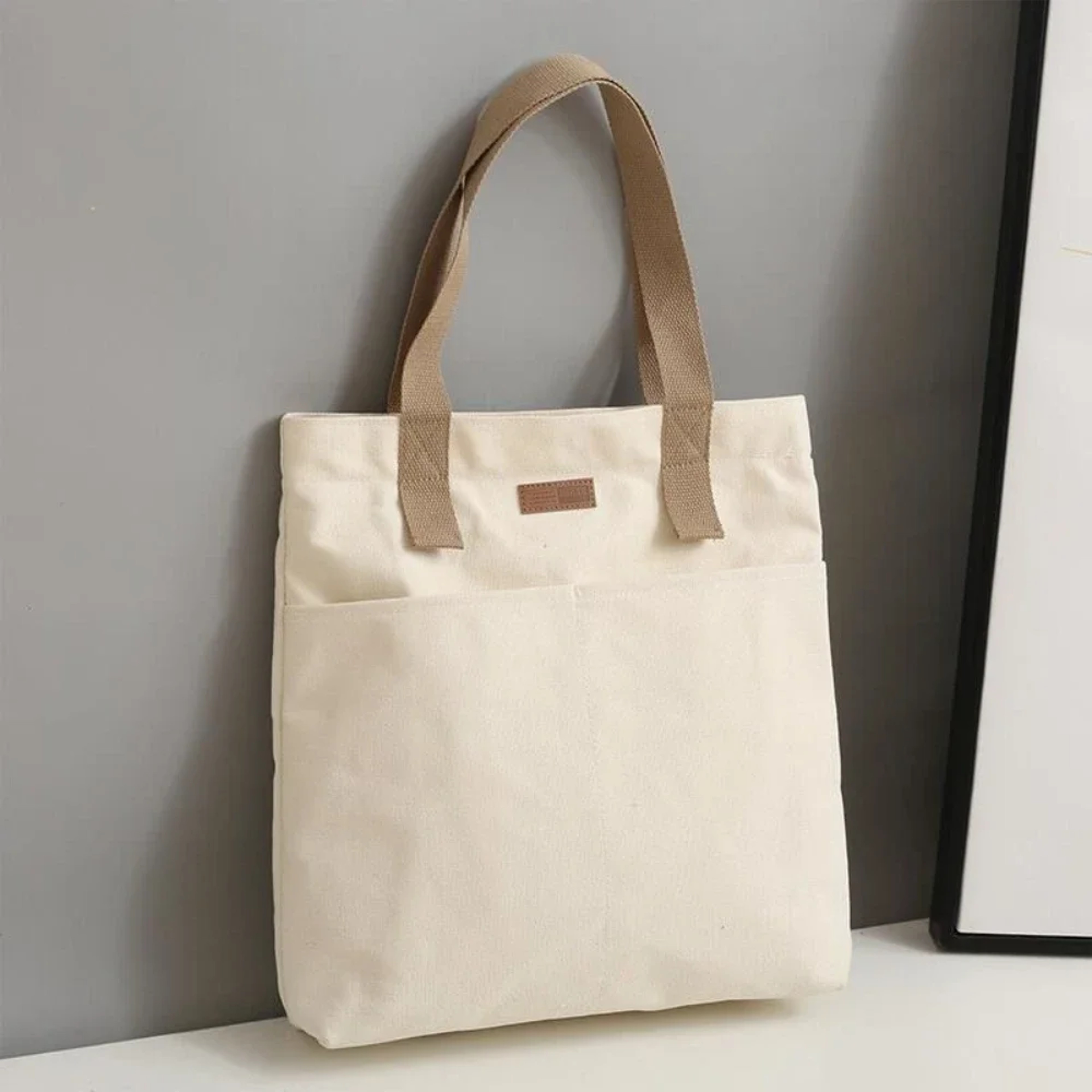 Modern canvas tote bag with large capacity for everyday style – view 7