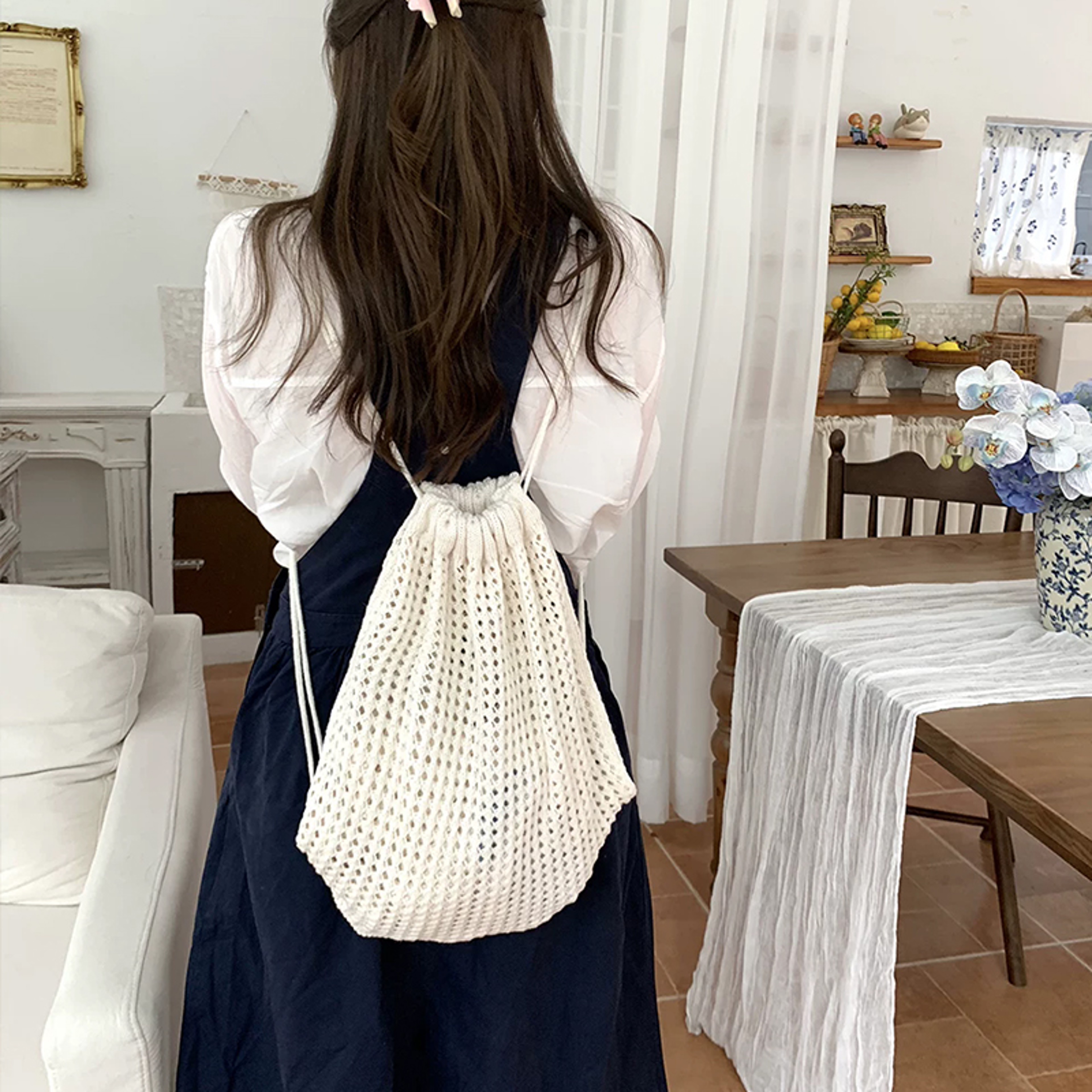 Bohemian Crochet Backpack and Lazy Style Knit Shoulder Bag – view 1