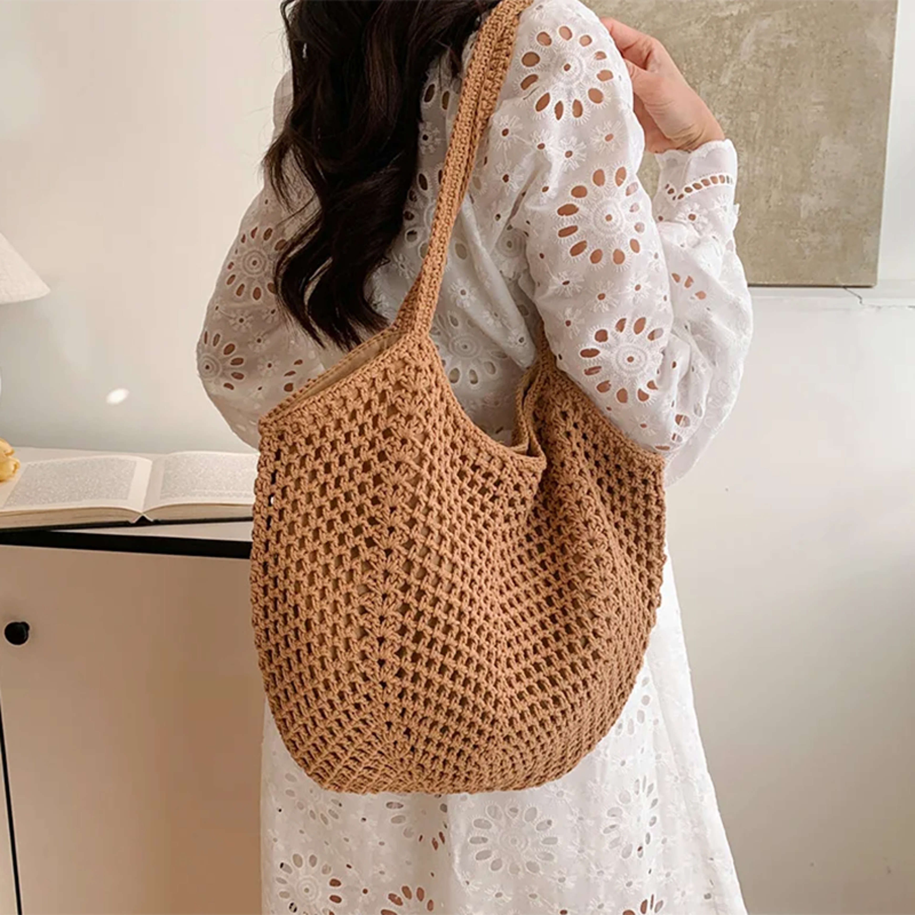 Chic Woven Hollow Out Beach Tote Bag – view 4