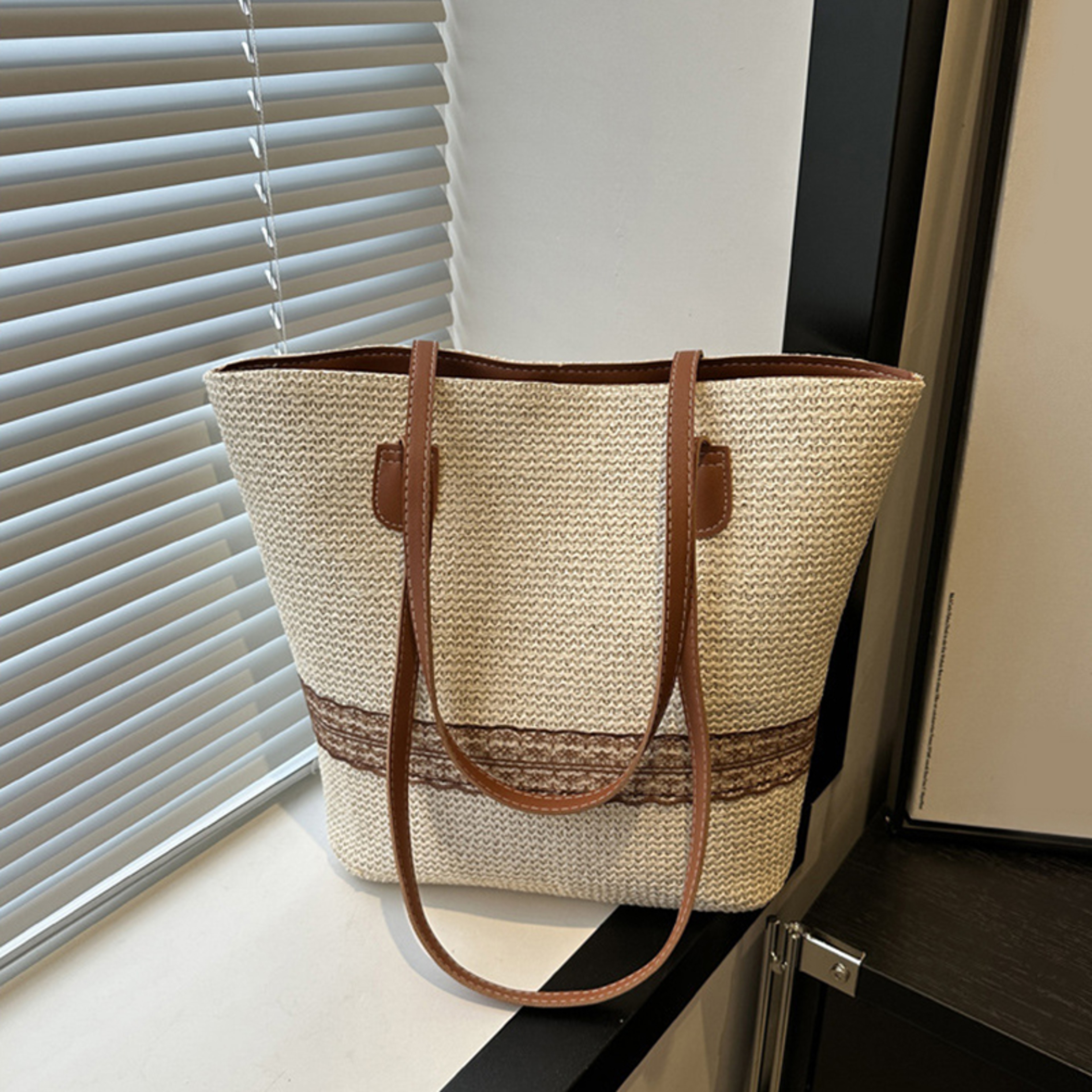 Summer Straw Beach Tote & Woven Shoulder Handbag – view 1