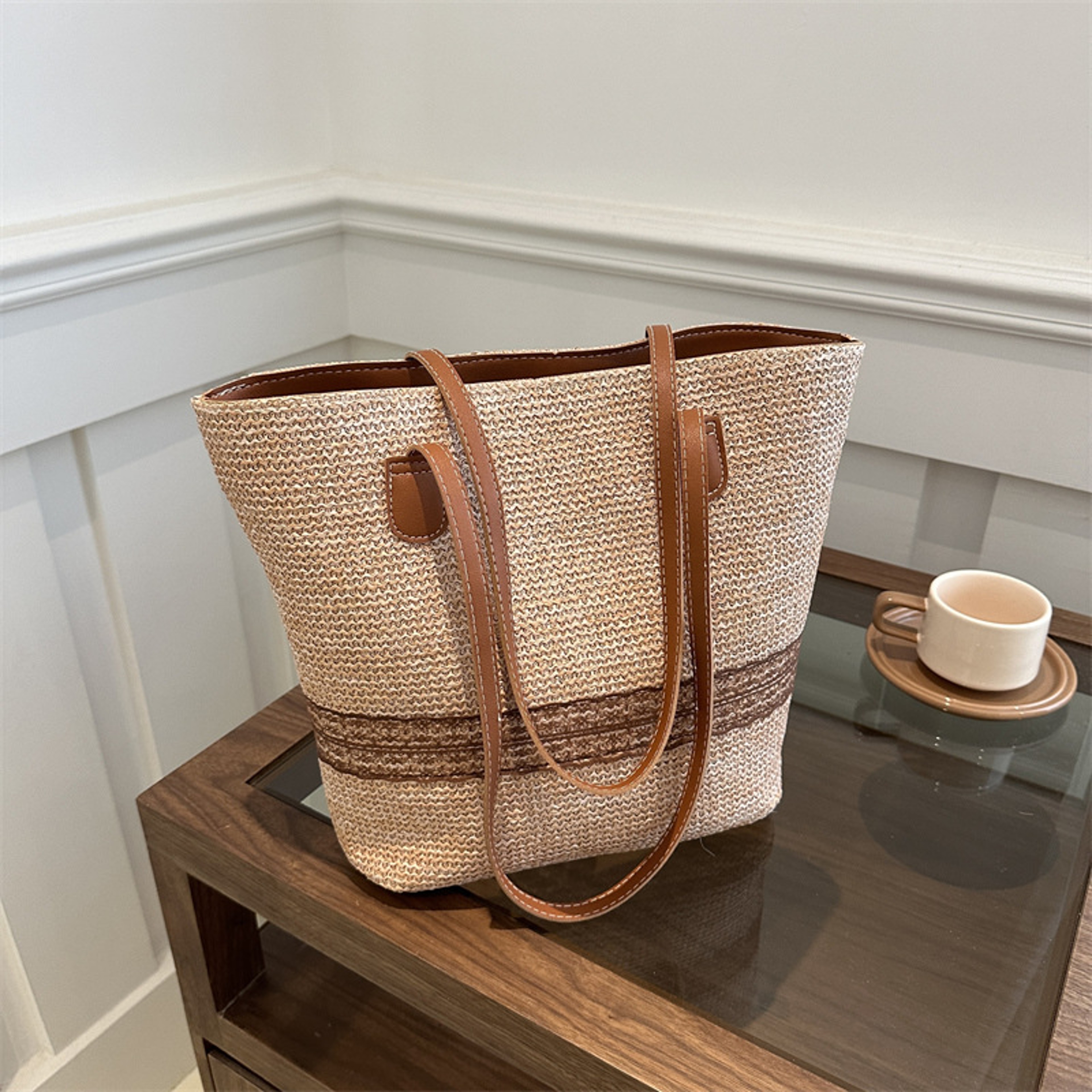 Summer Straw Beach Tote & Woven Shoulder Handbag – view 7