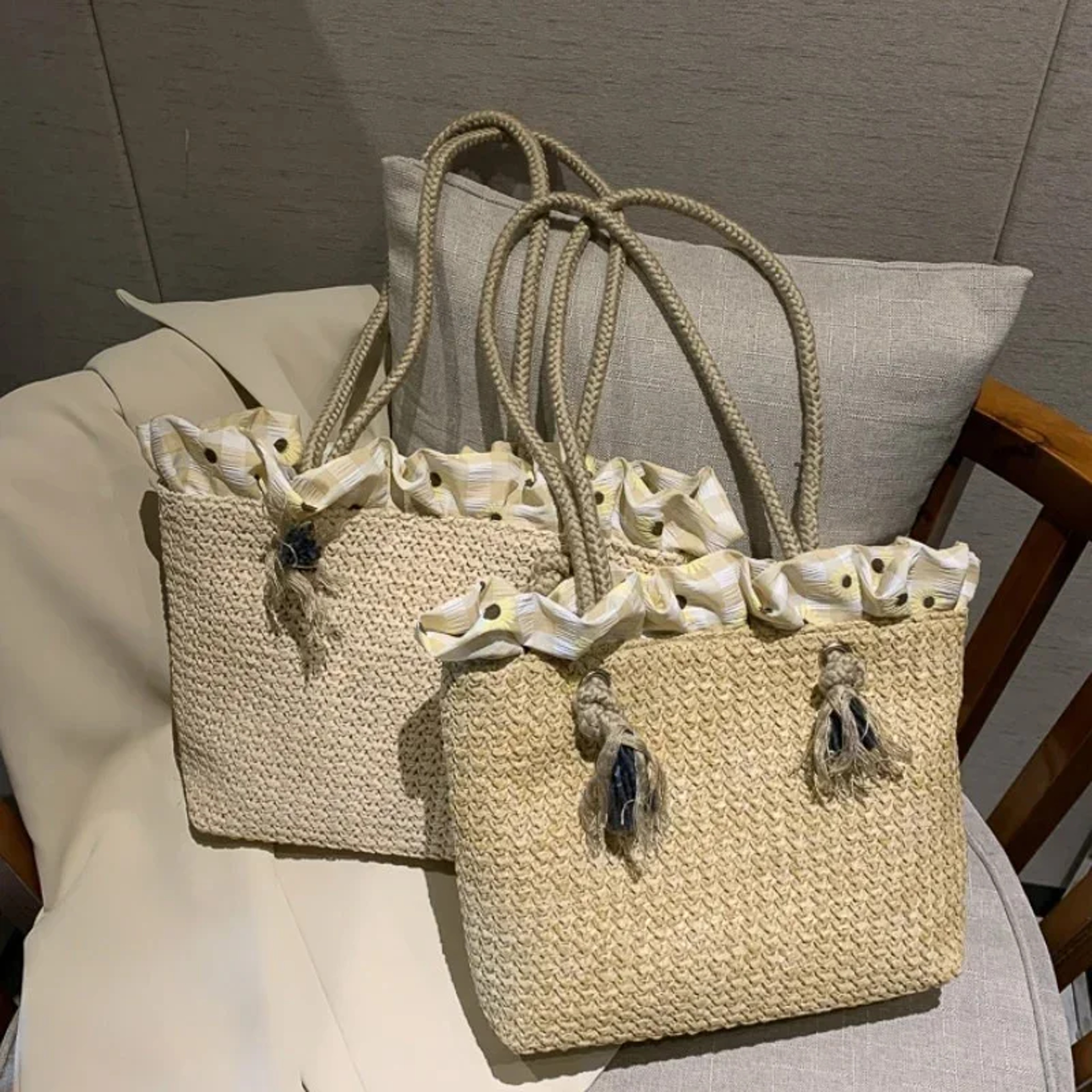 Korean Style Large Capacity Woven Straw Tote Bag for Summer Beach and Casual Wear – view 2