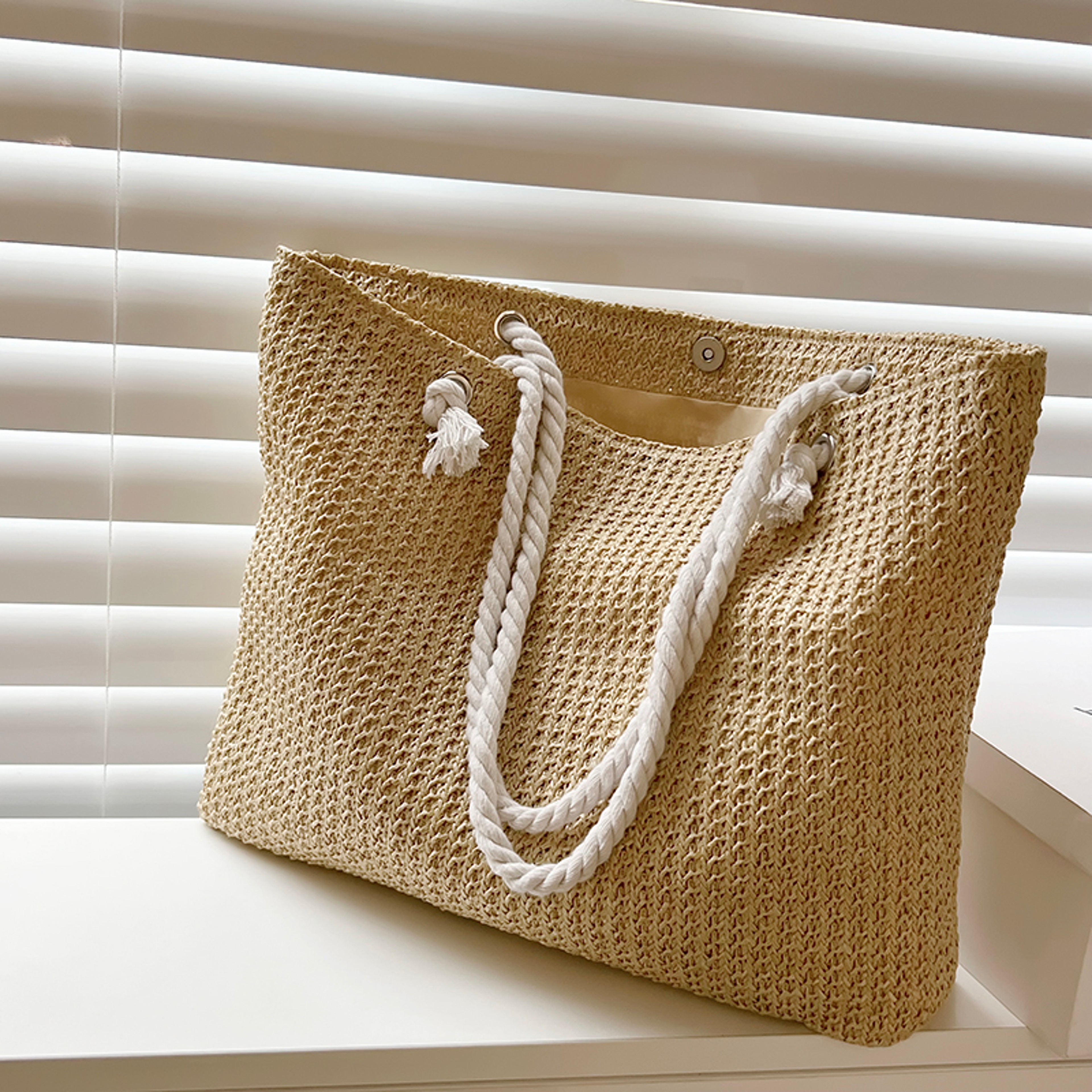 Handmade Woven Straw Beach Tote and Summer Shoulder Bag – view 7