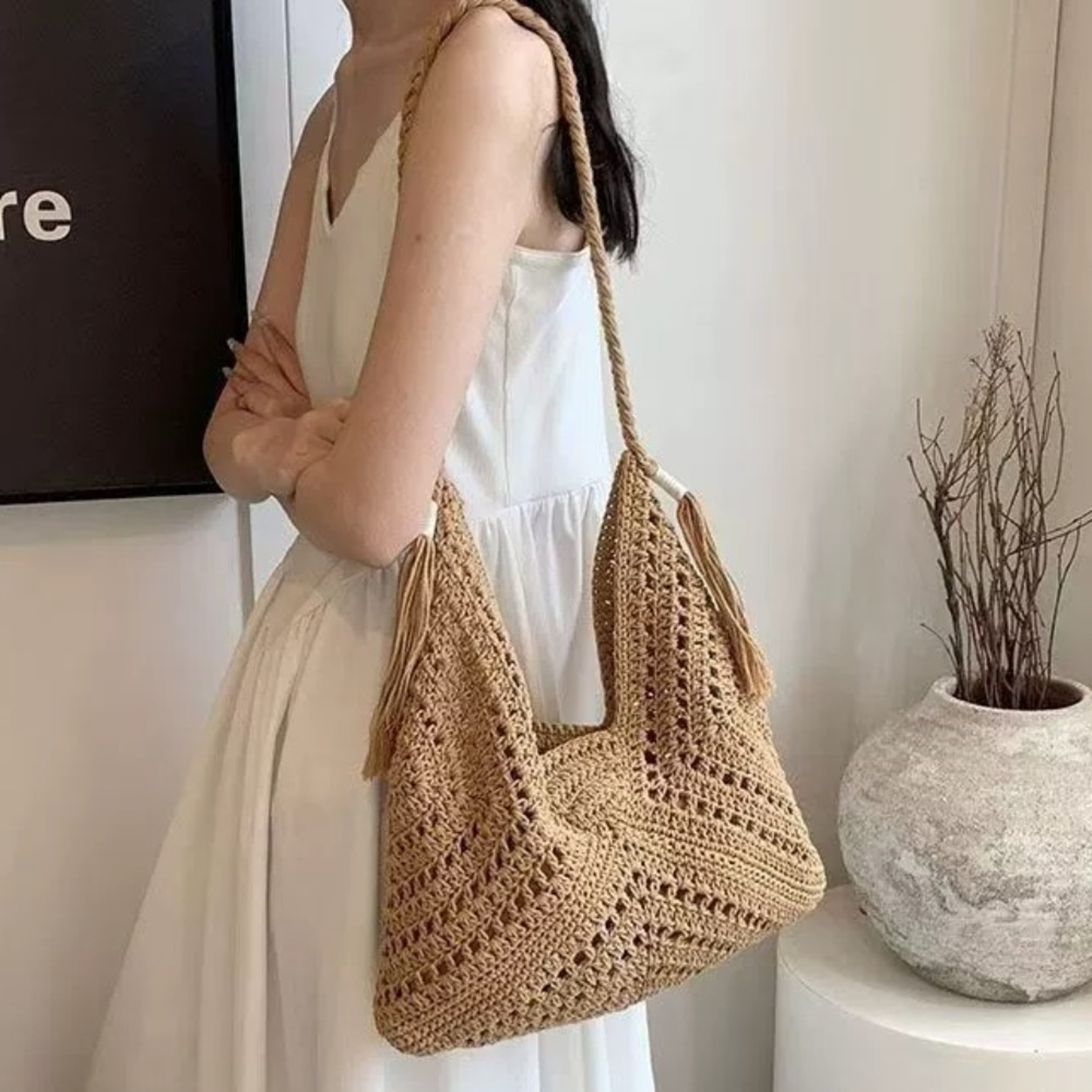 Casual Summer Crochet Tote Bag & Hollow Out Knit Beach Handbag – view 1
