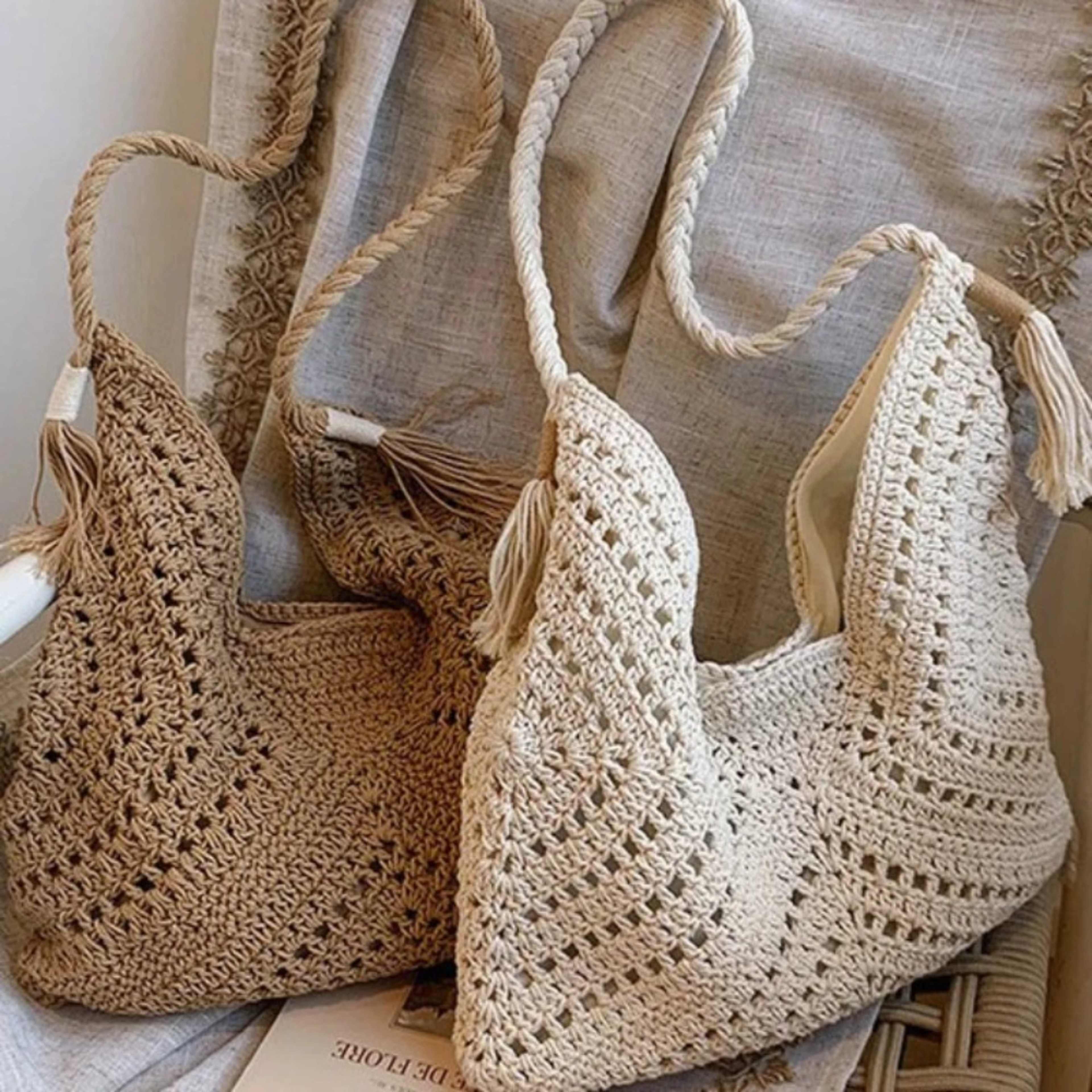 Casual Summer Crochet Tote Bag & Hollow Out Knit Beach Handbag – view 4