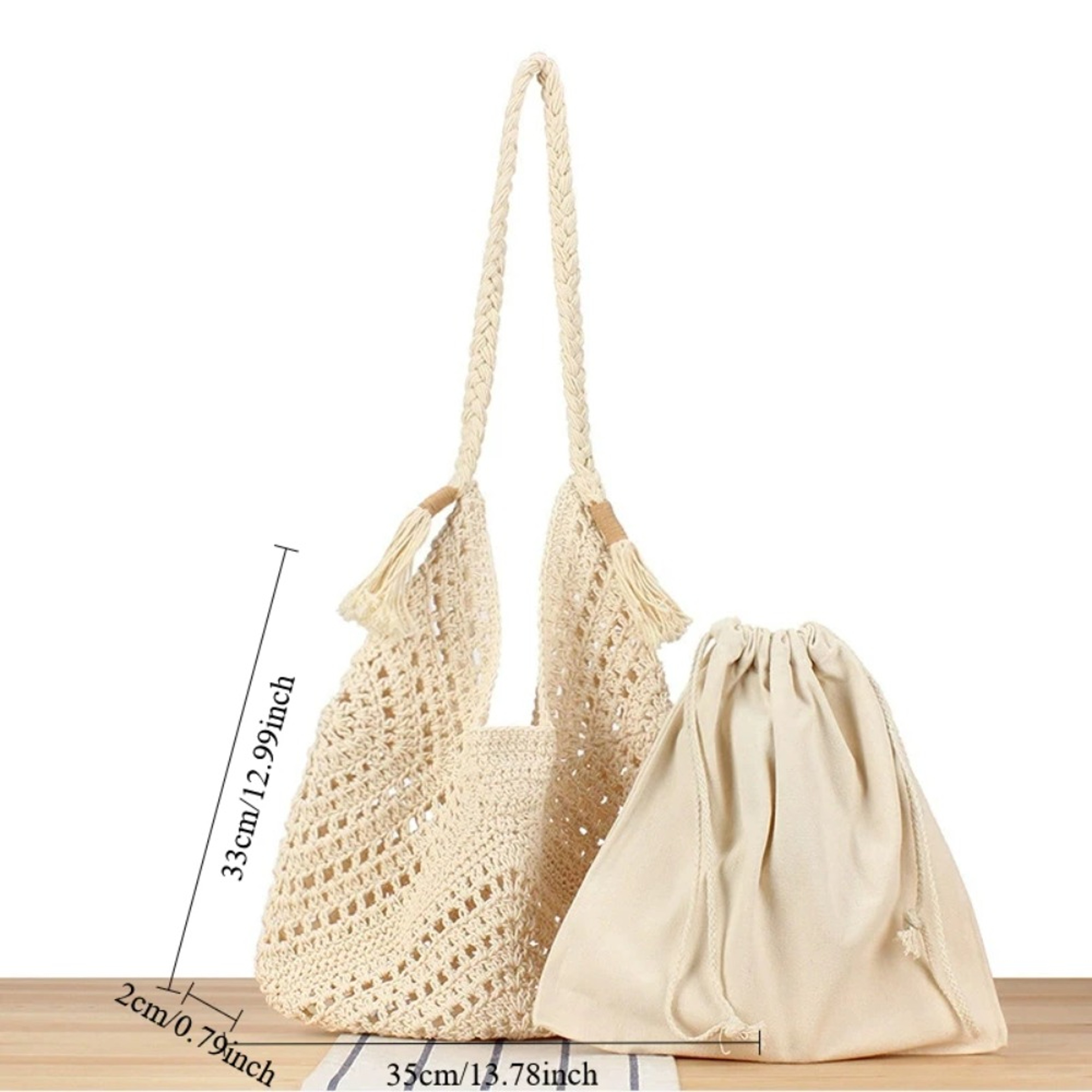 Casual Summer Crochet Tote Bag & Hollow Out Knit Beach Handbag – view 6