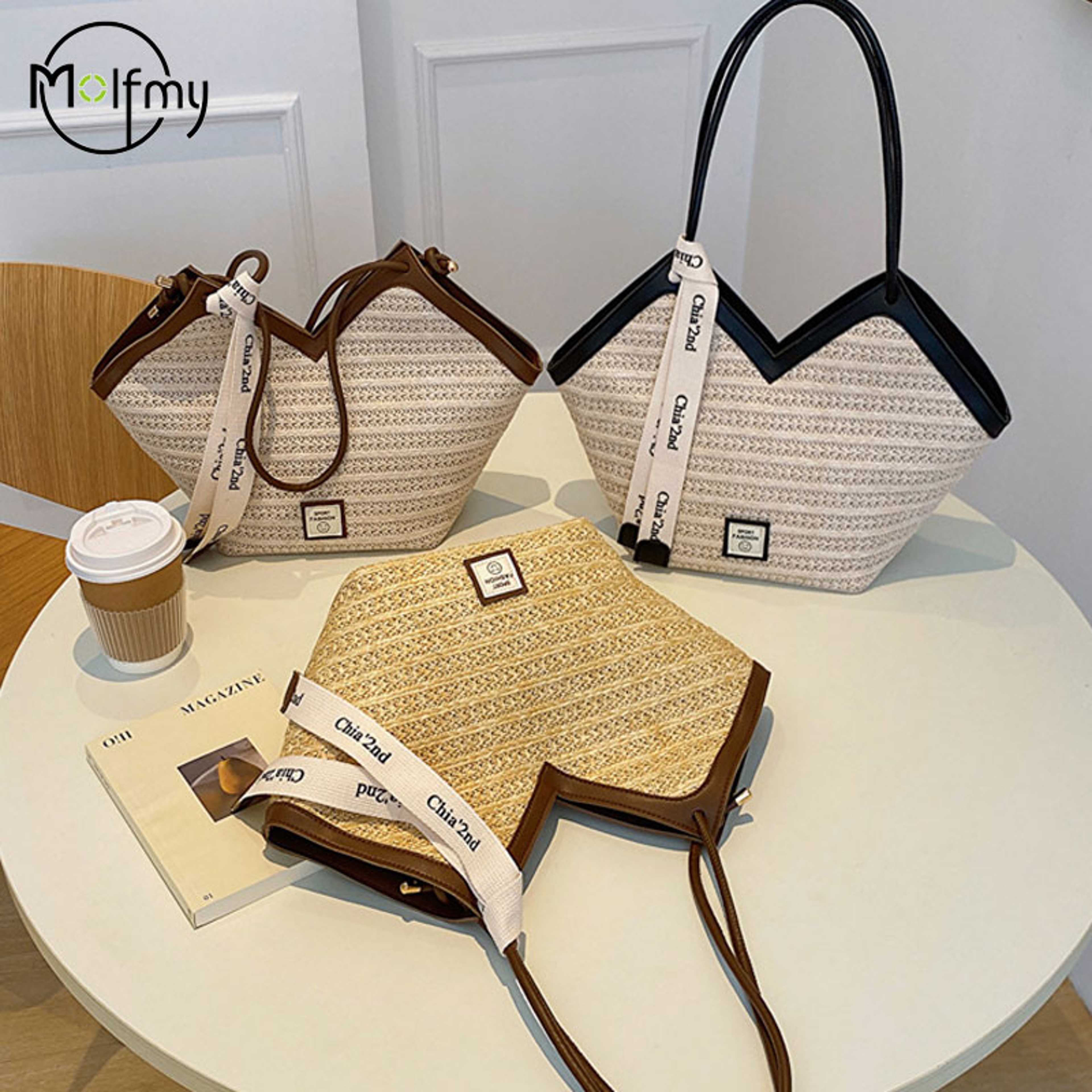 Handmade Woven Straw Beach Bag for Women Large Summer Vacation Rattan Handbag – view 2