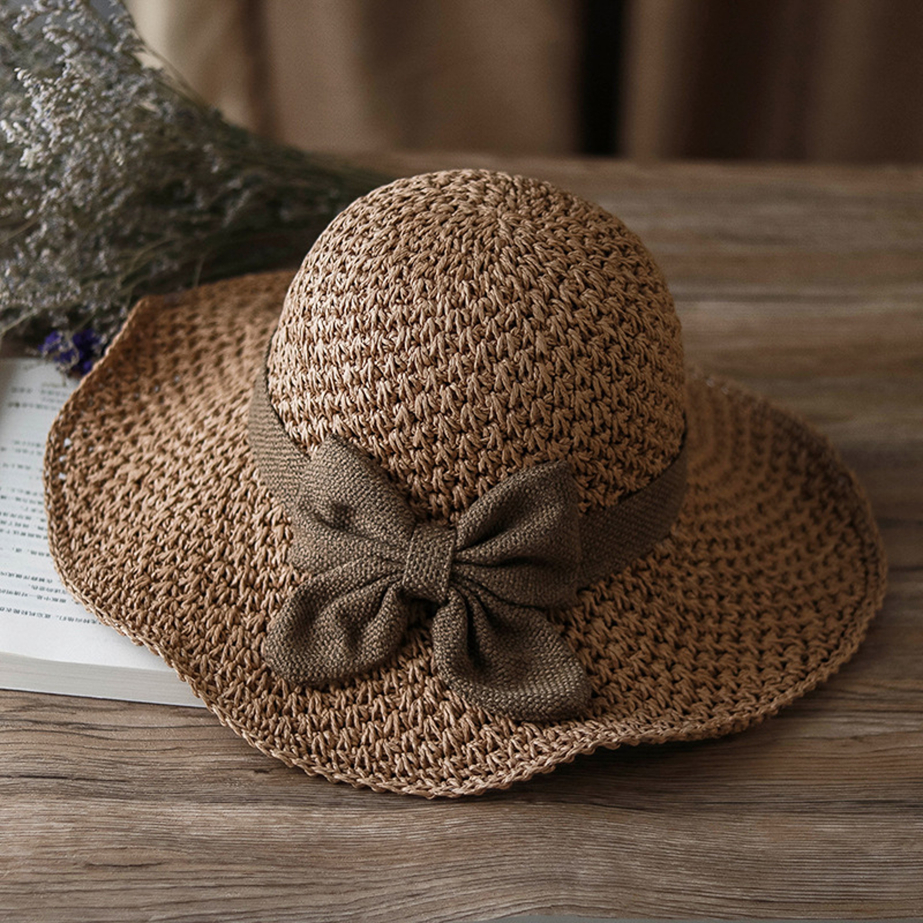 Handcrafted Straw Sun Hat Wide Brim Foldable Beach Hat For Women 7
