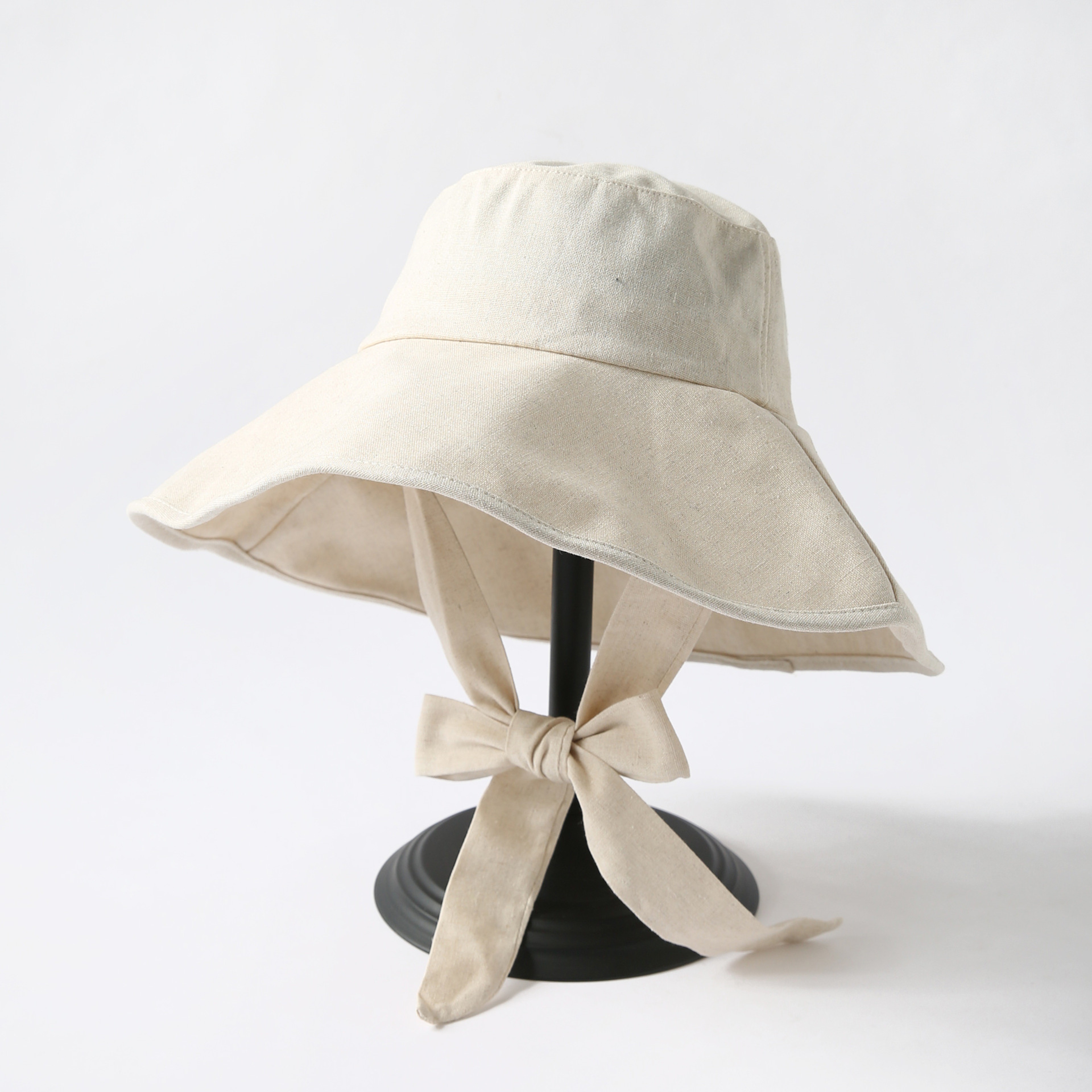 Korean Cotton Linen Wide Brim Sun Hat – view 8