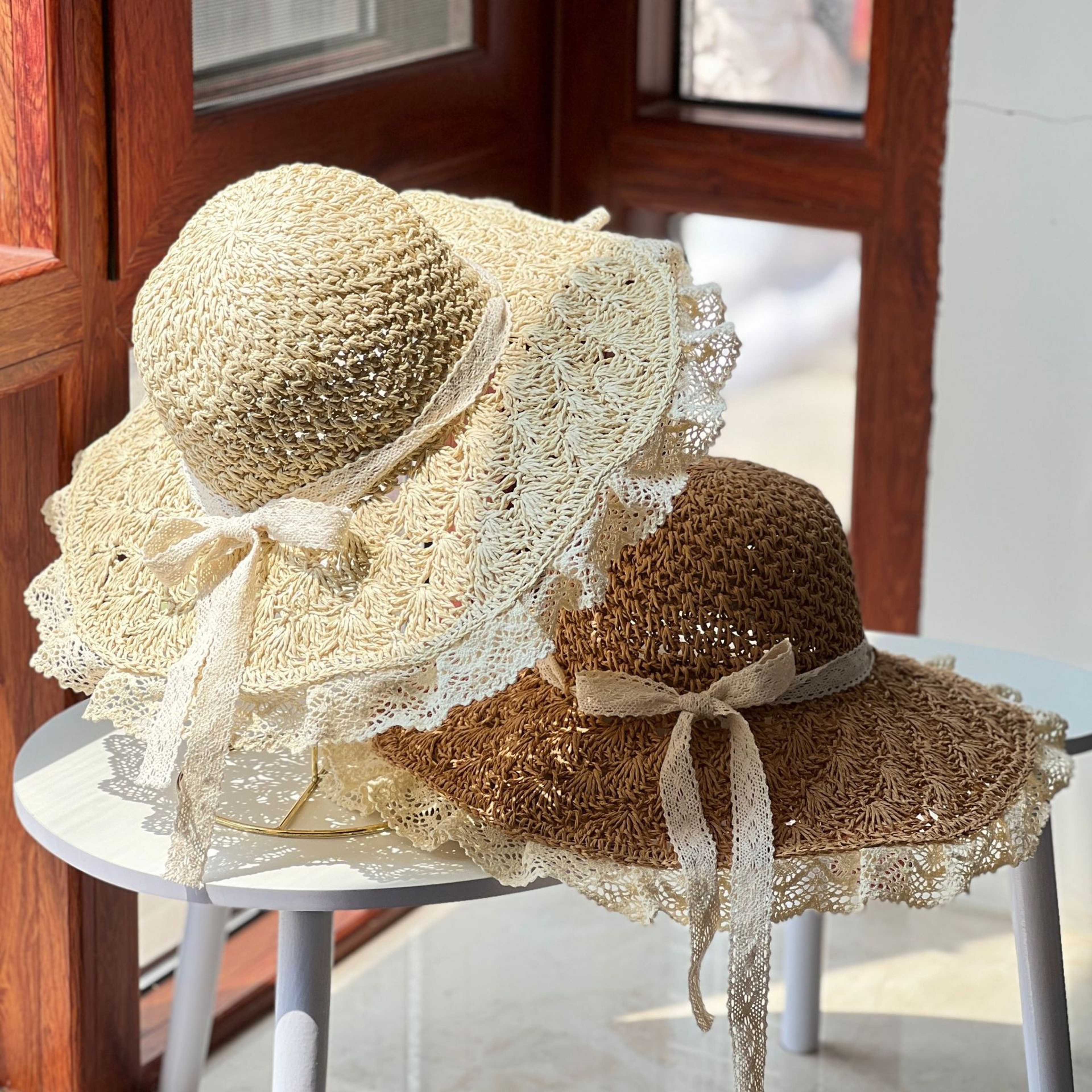 Handmade Hollow Weave Summer Beach Sun Hat for Women – view 1